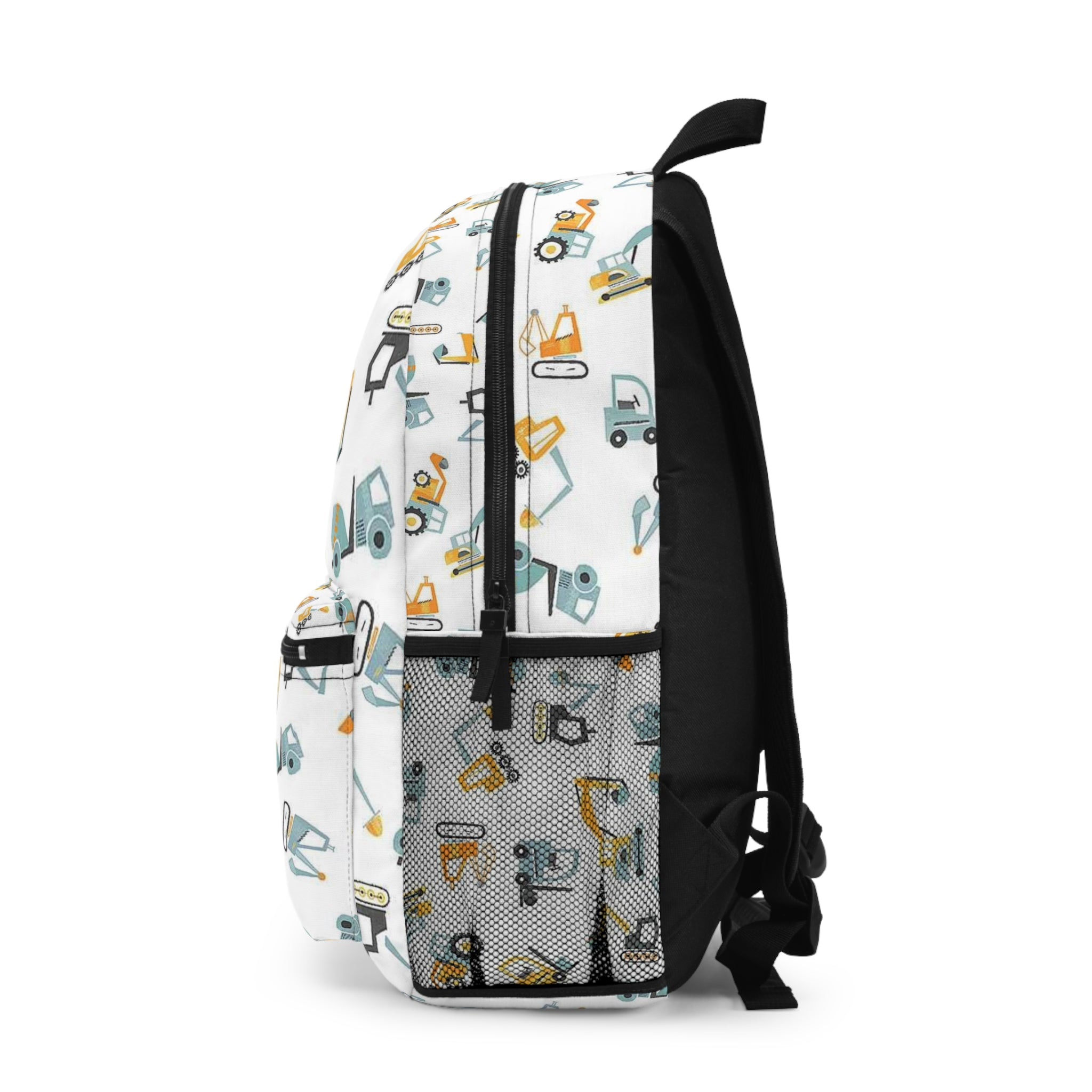 Construction Vehicles Kids Backpack — Cute Excavator & Crane Pattern