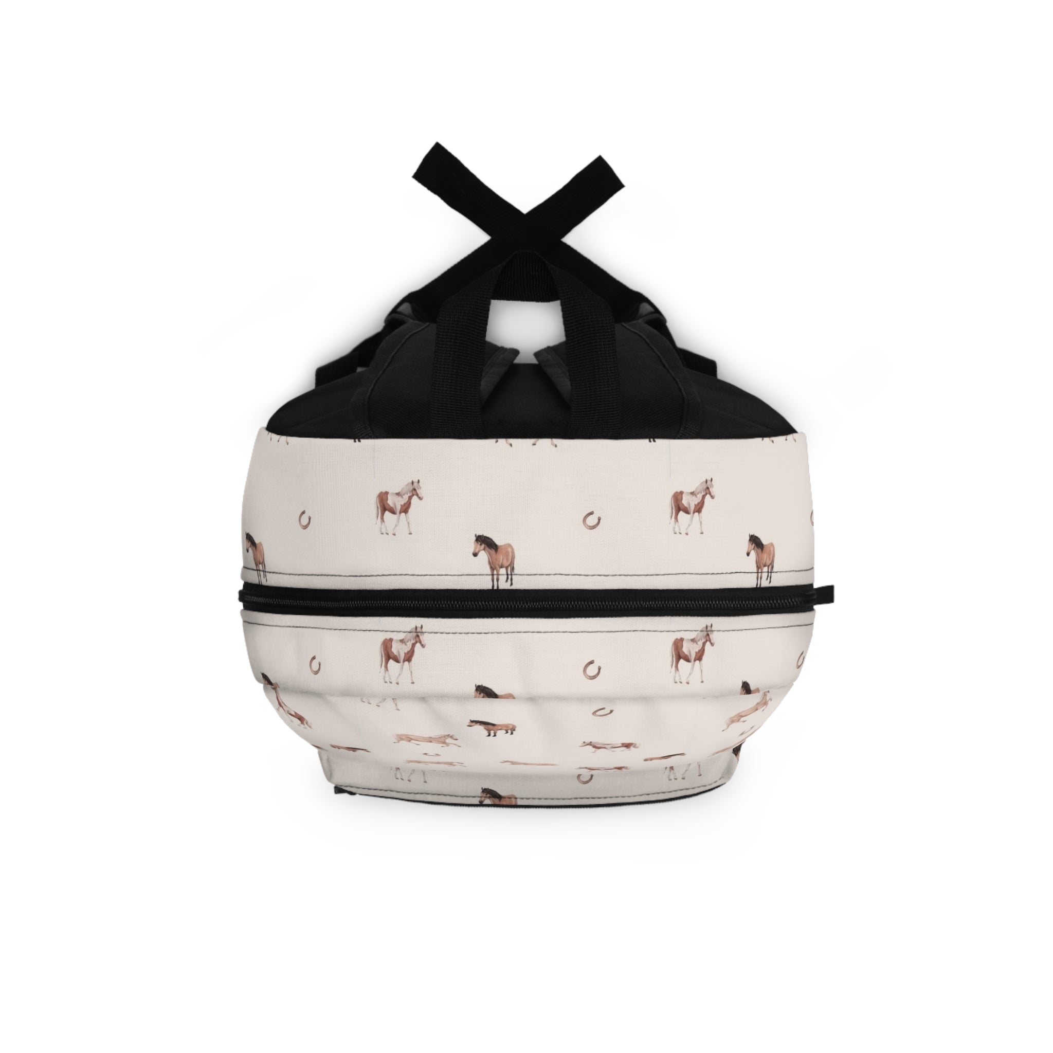 Cream Horse Pattern Backpack – Cute Equestrian Kids School Bag