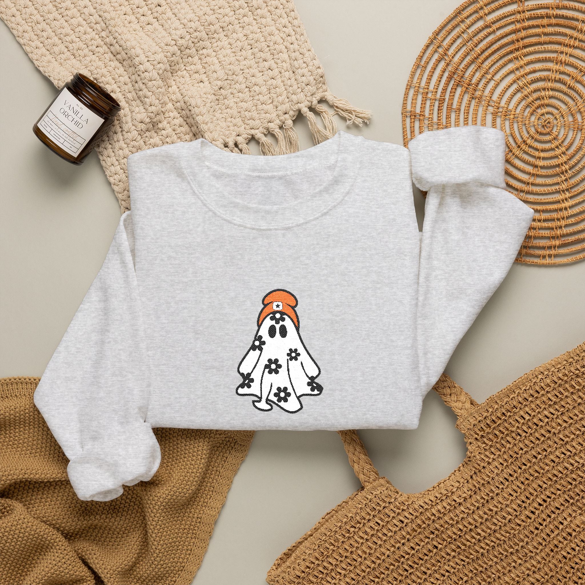 Ghost Dog Crewneck Sweatshirt — Cute Halloween Ghost Puppy Graphic