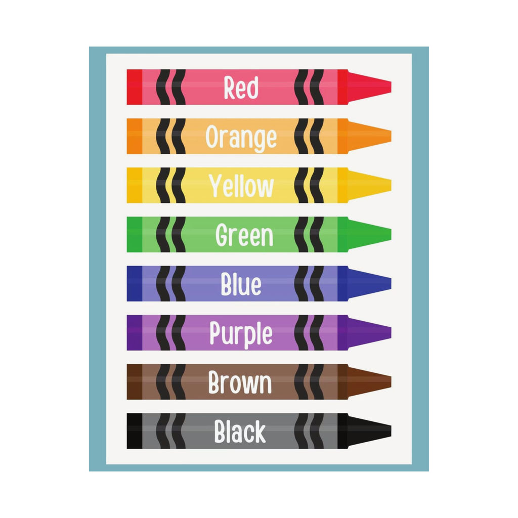 Color Crayon Chart Poster — Educational Classroom Wall Art