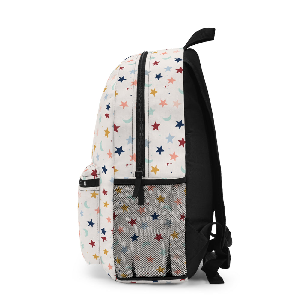 Kids' Star & Moon Backpack — Cute Pastel Pattern School Bag
