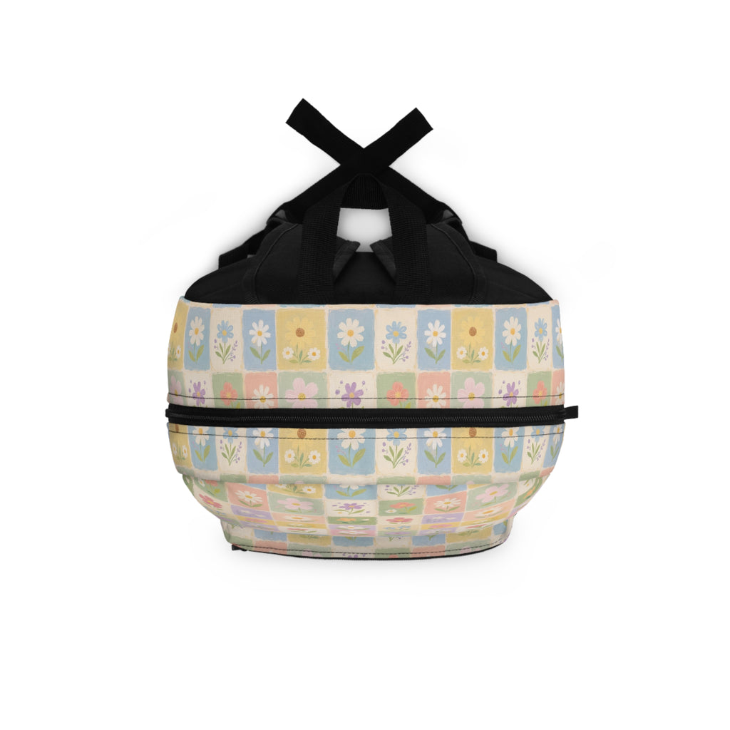 Floral Patchwork Backpack – Pastel Ditsy Flower Grid Print