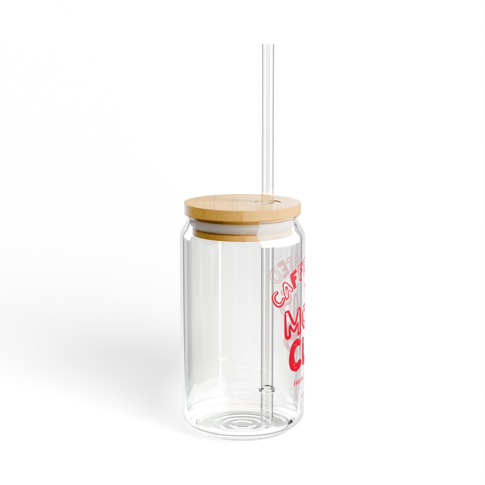 Caffeinated Moms Club Sipper Glass - 16oz Bamboo Lid Tumbler