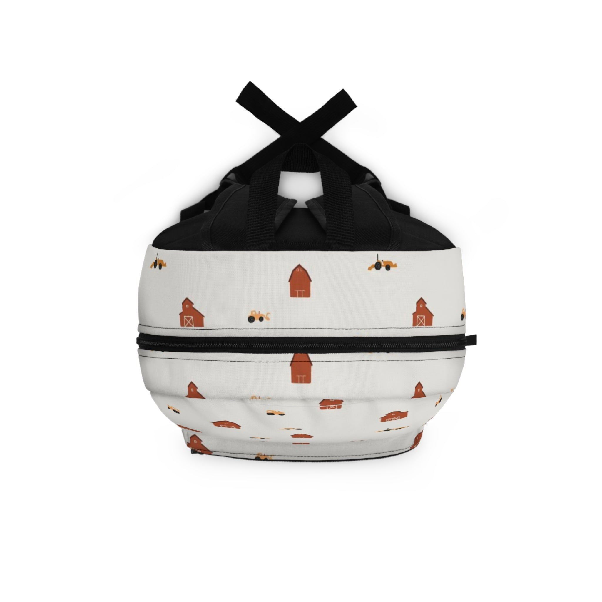 Minimalist Farmhouse Pattern Backpack – Cute Red Barn & Tractor Kids School Bag