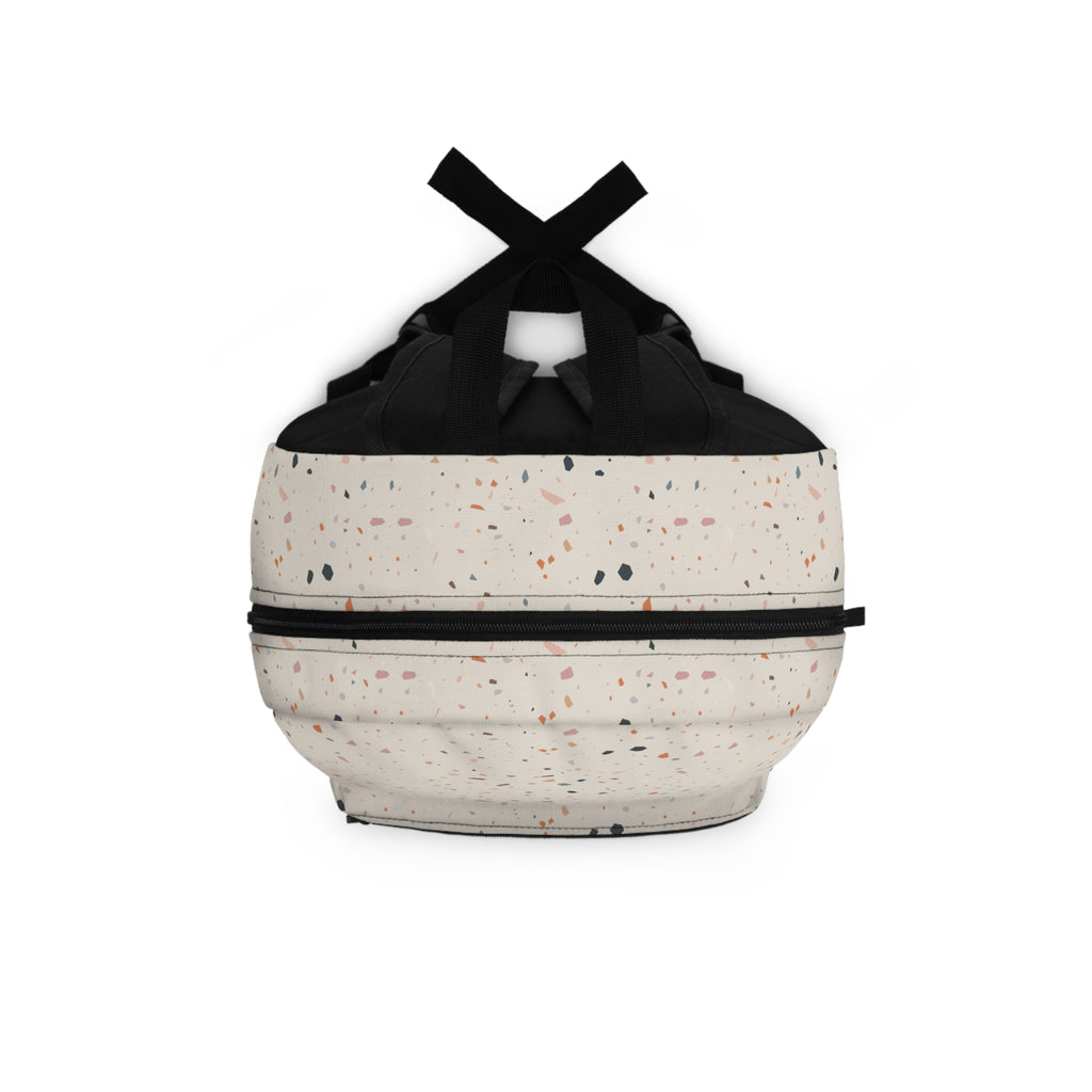 Terrazzo Speckle Backpack — Minimalist Cream School & Everyday Bag