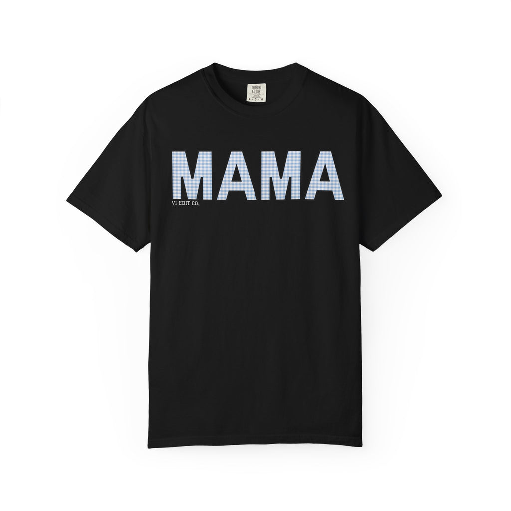 MAMA gingham block letters T-Shirt | mom shirt, mama tee