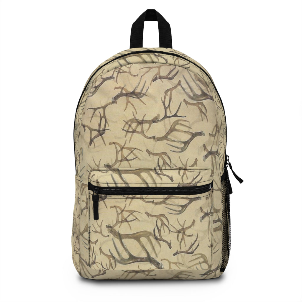 Abstract Antler Pattern Backpack — Neutral Rustic Wildlife Print