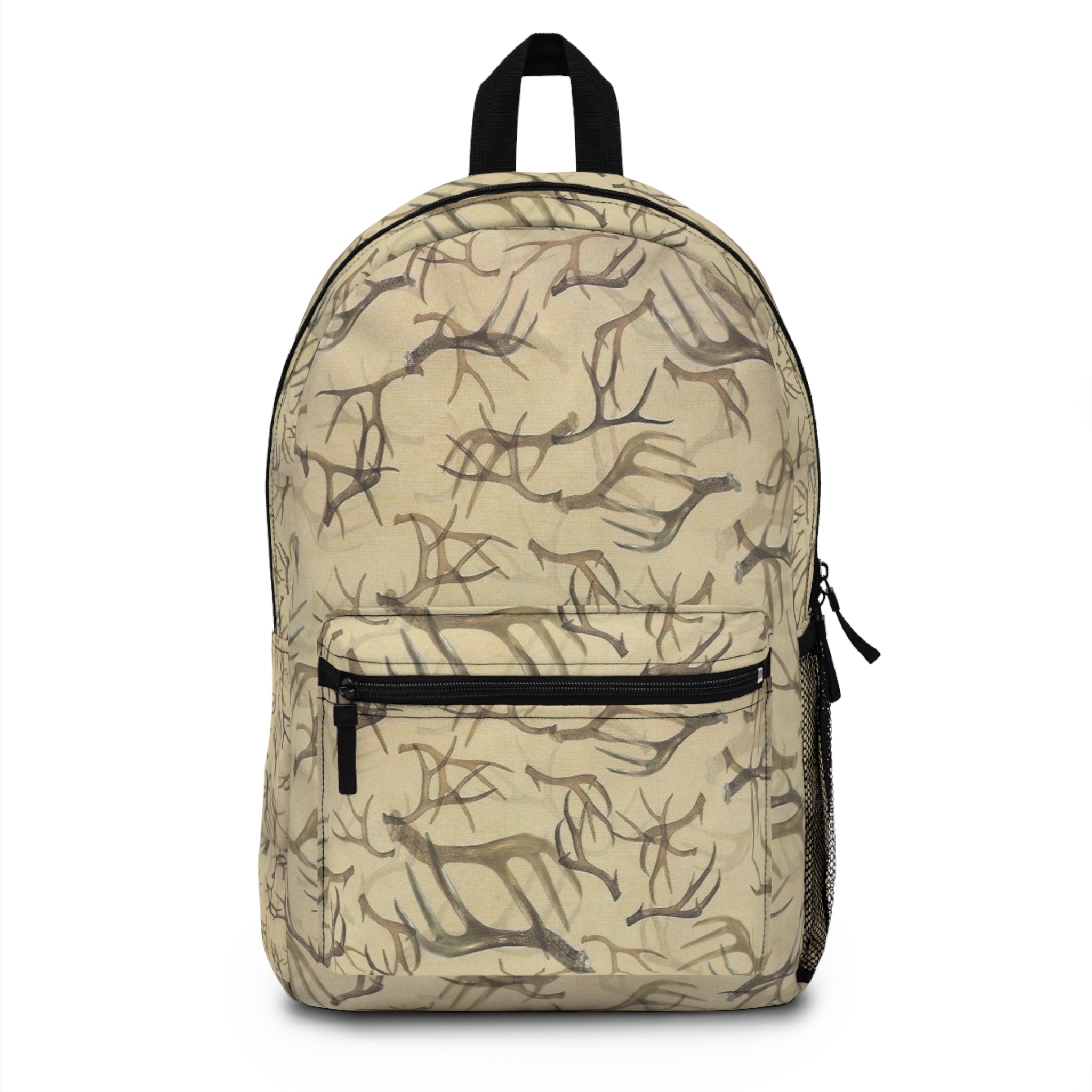 Abstract Antler Pattern Backpack — Neutral Rustic Wildlife Print