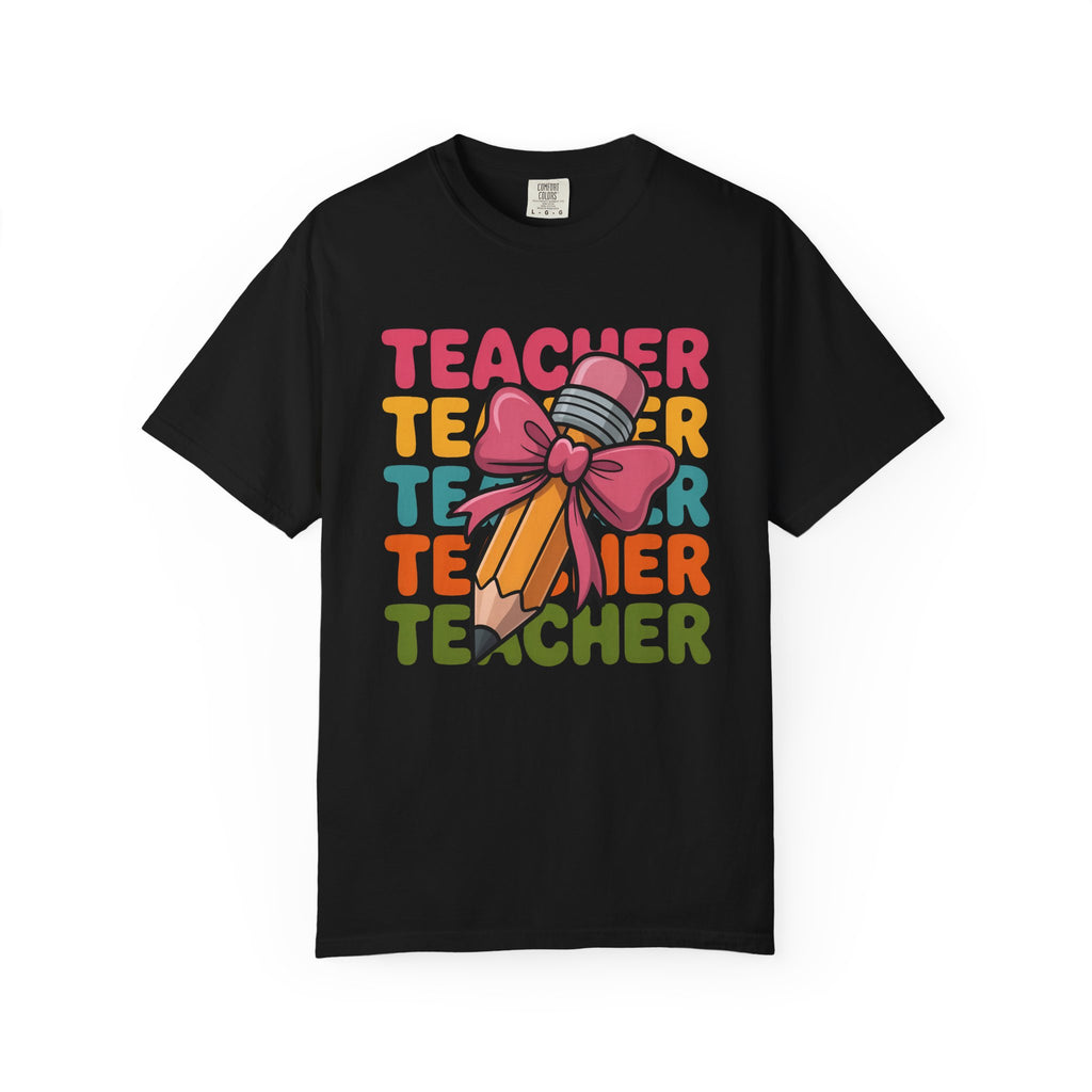 Teacher Pencil Bow Tee