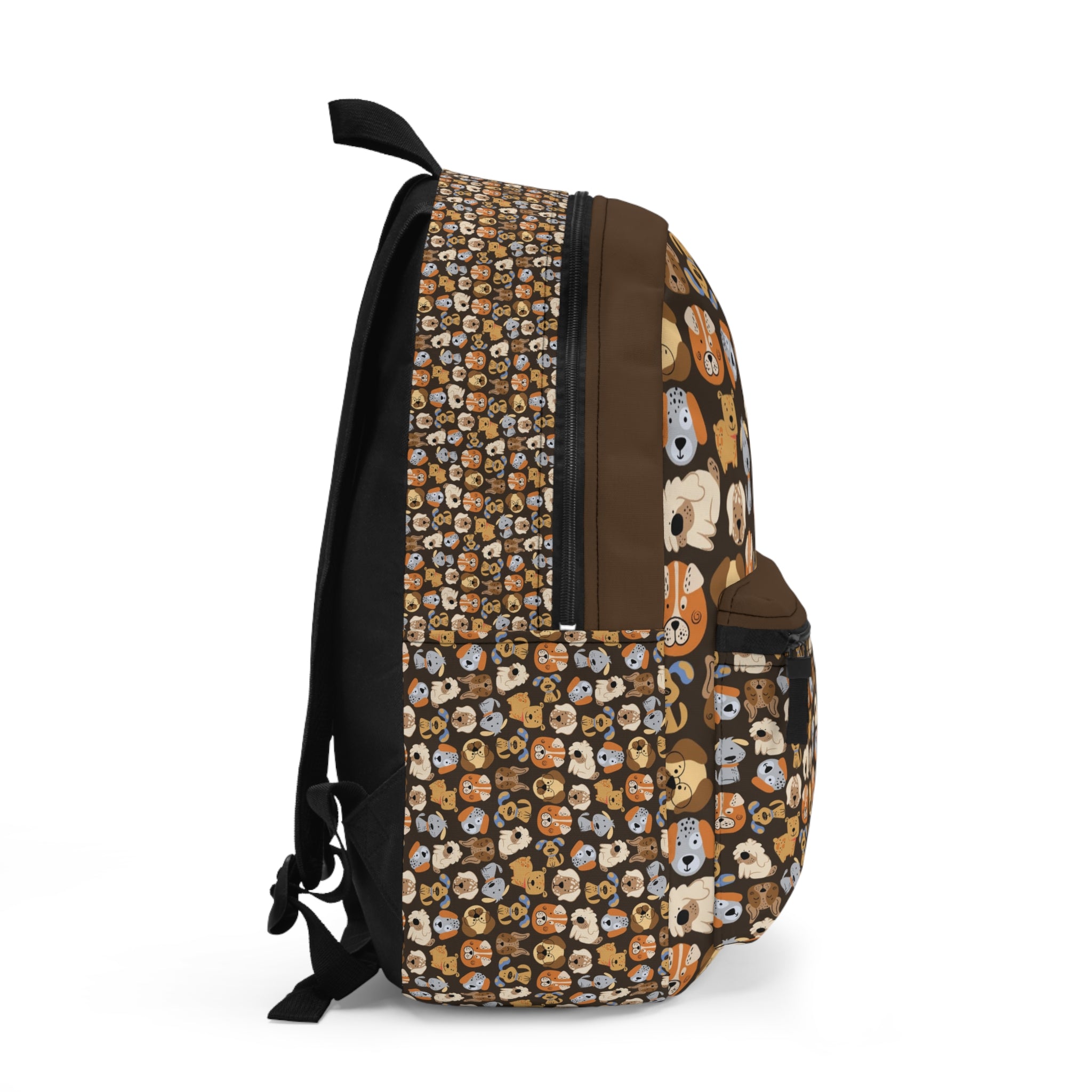 Cute Puppy Pattern Backpack — Brown Dog Print School & Travel Bag