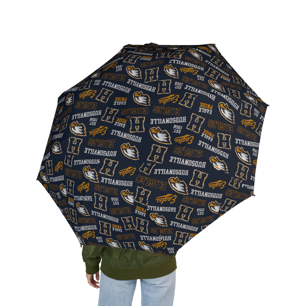College Logo Foldable Umbrella — Patterned Team Emblem Rain Umbrella