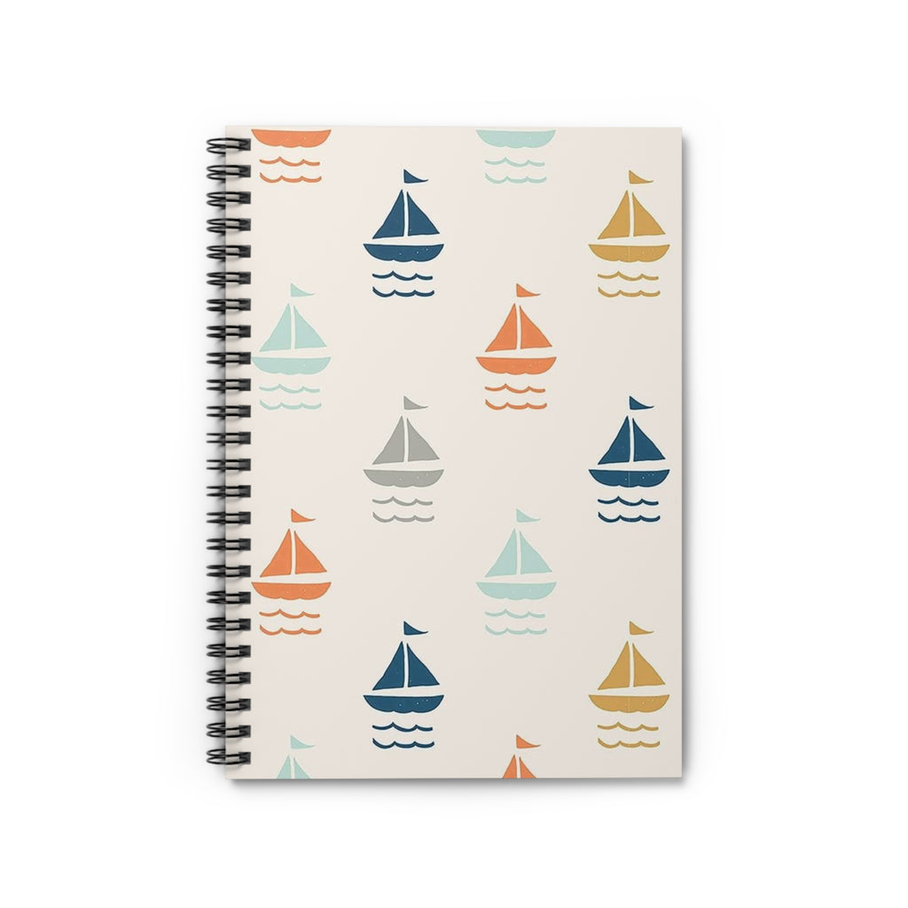 Sailboat Pattern Spiral Notebook — Ruled Journal for Kids & Travel Notes