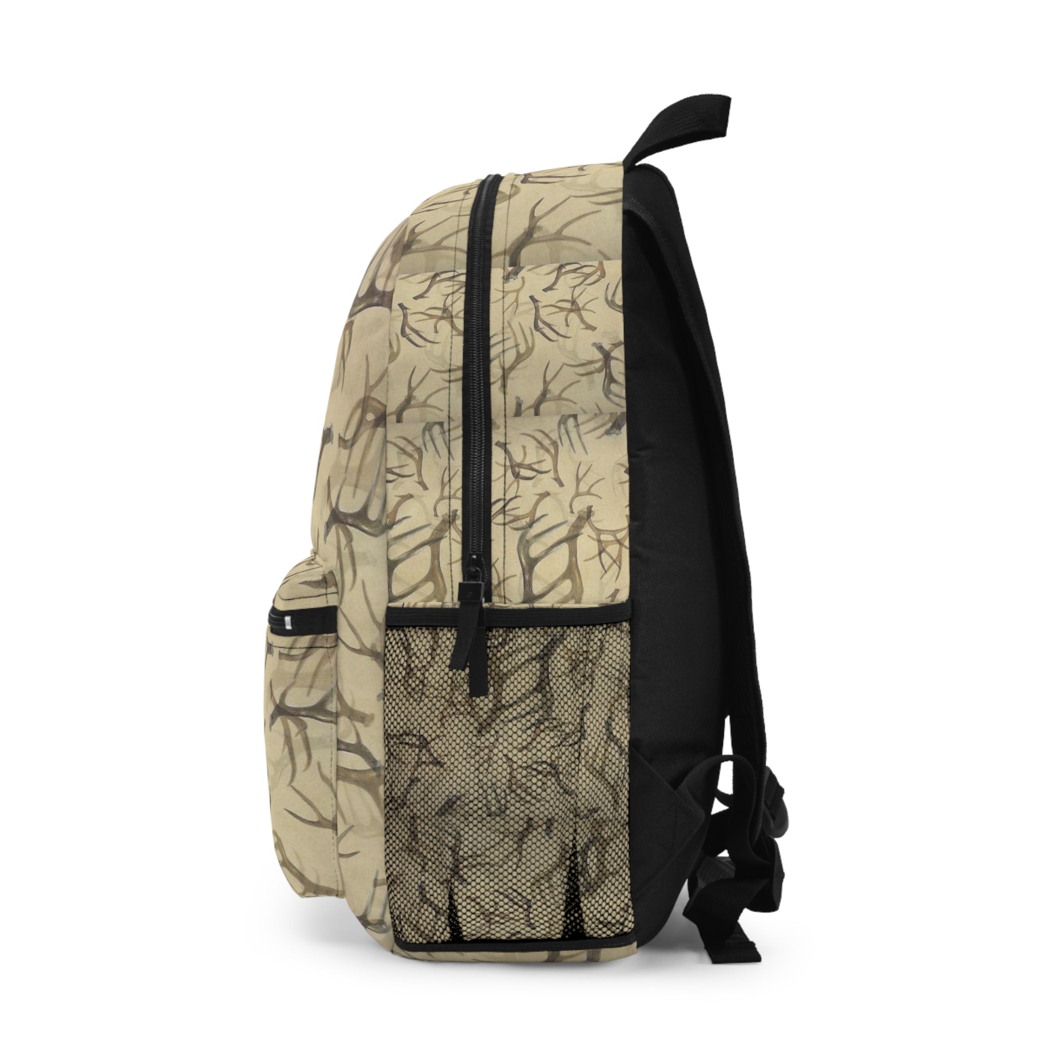 Abstract Antler Pattern Backpack — Neutral Rustic Wildlife Print