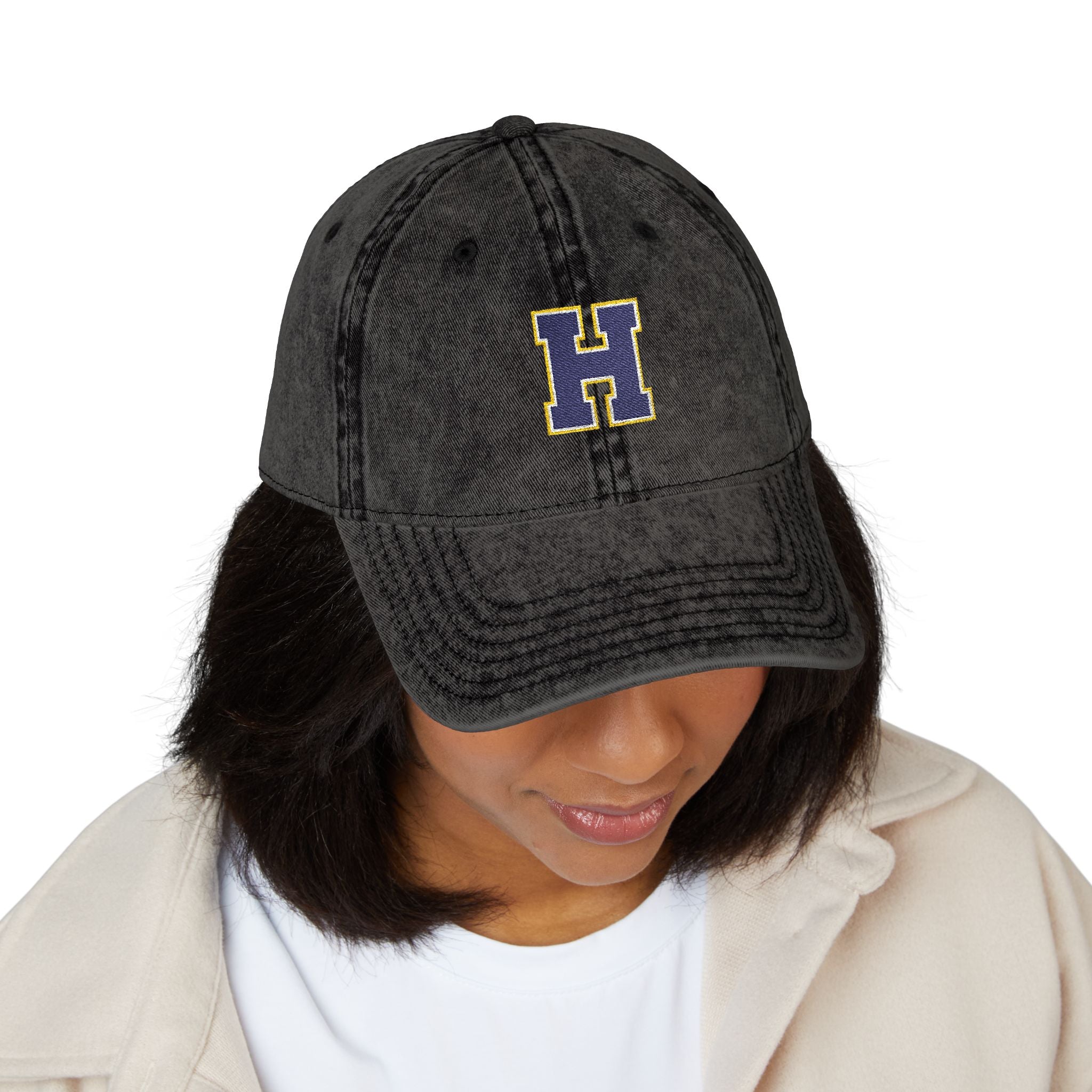 Vintage Embroidered 'H' Cap — Washed Grey Baseball Hat