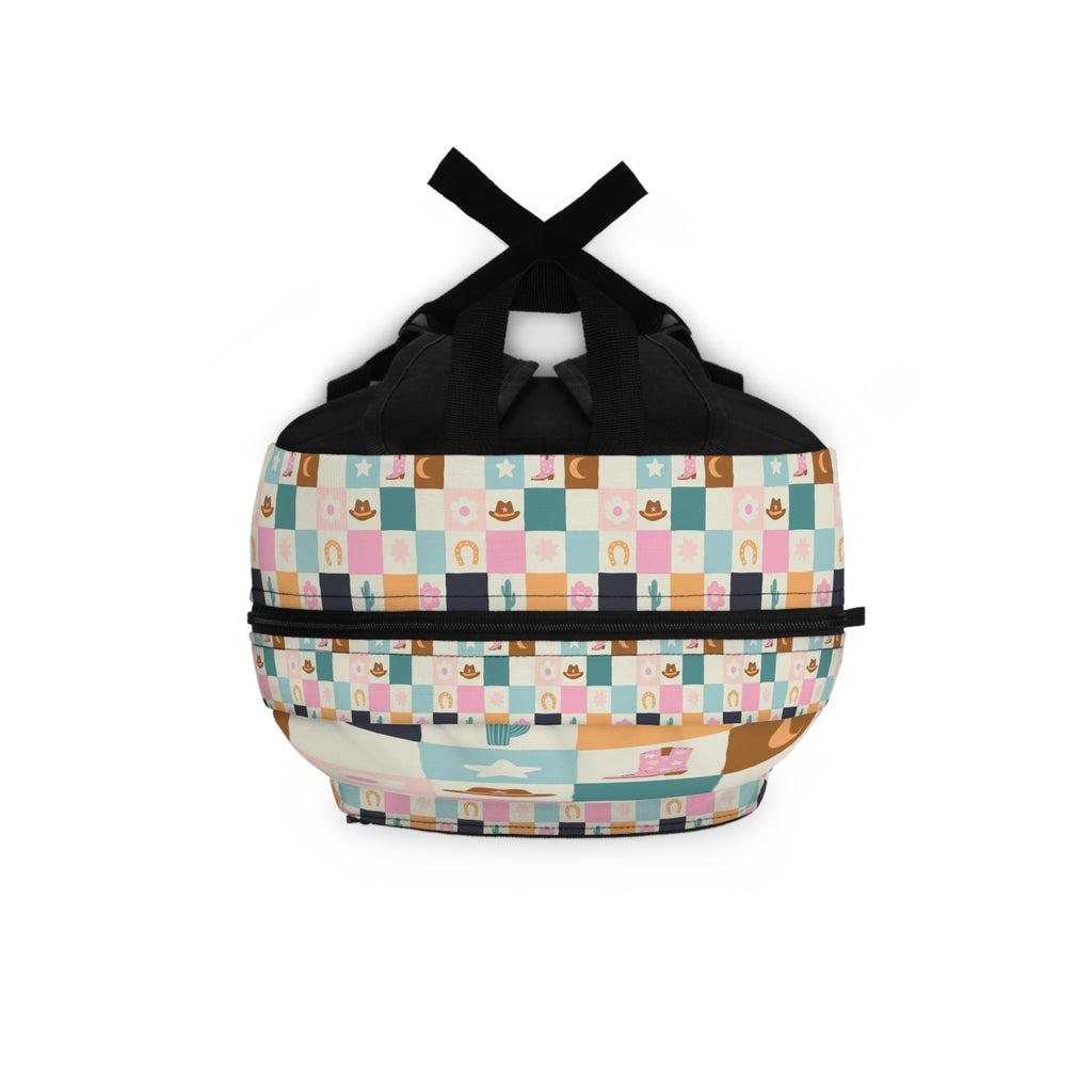 Kids' Pastel Cowgirl Patchwork Backpack – Cute Western Print School Bag