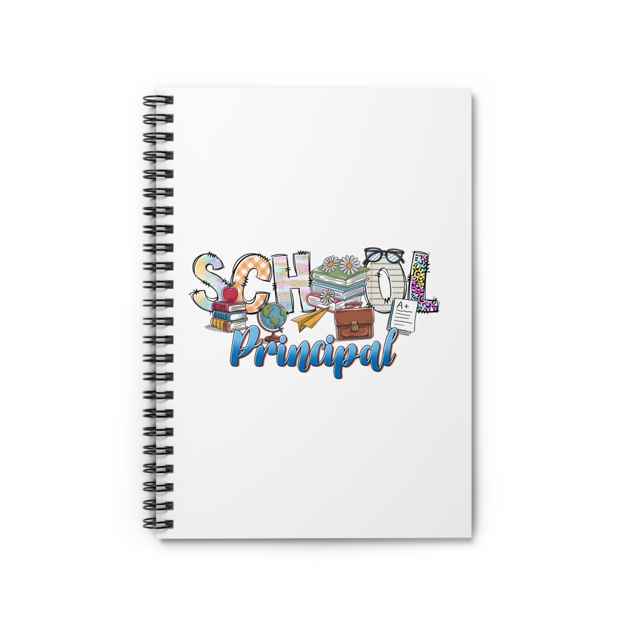 School Principal Spiral Notebook – Cute Illustrated School Supplies Design