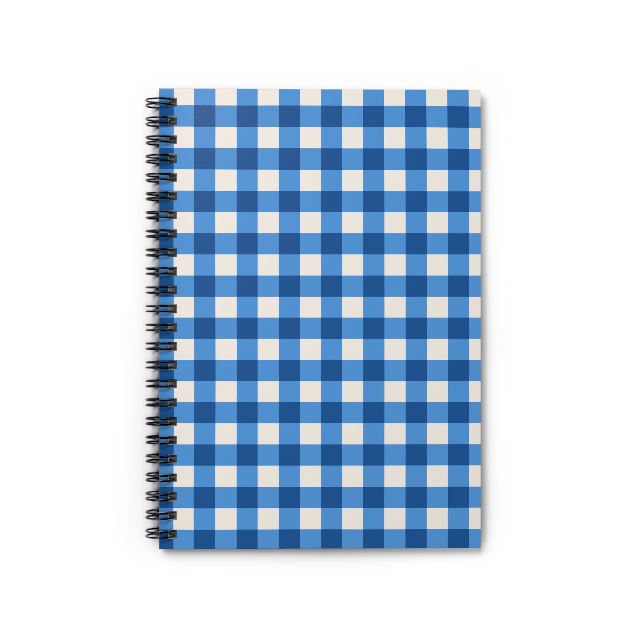Blue Gingham Spiral Notebook – Ruled Journal for School, Notes & Planning