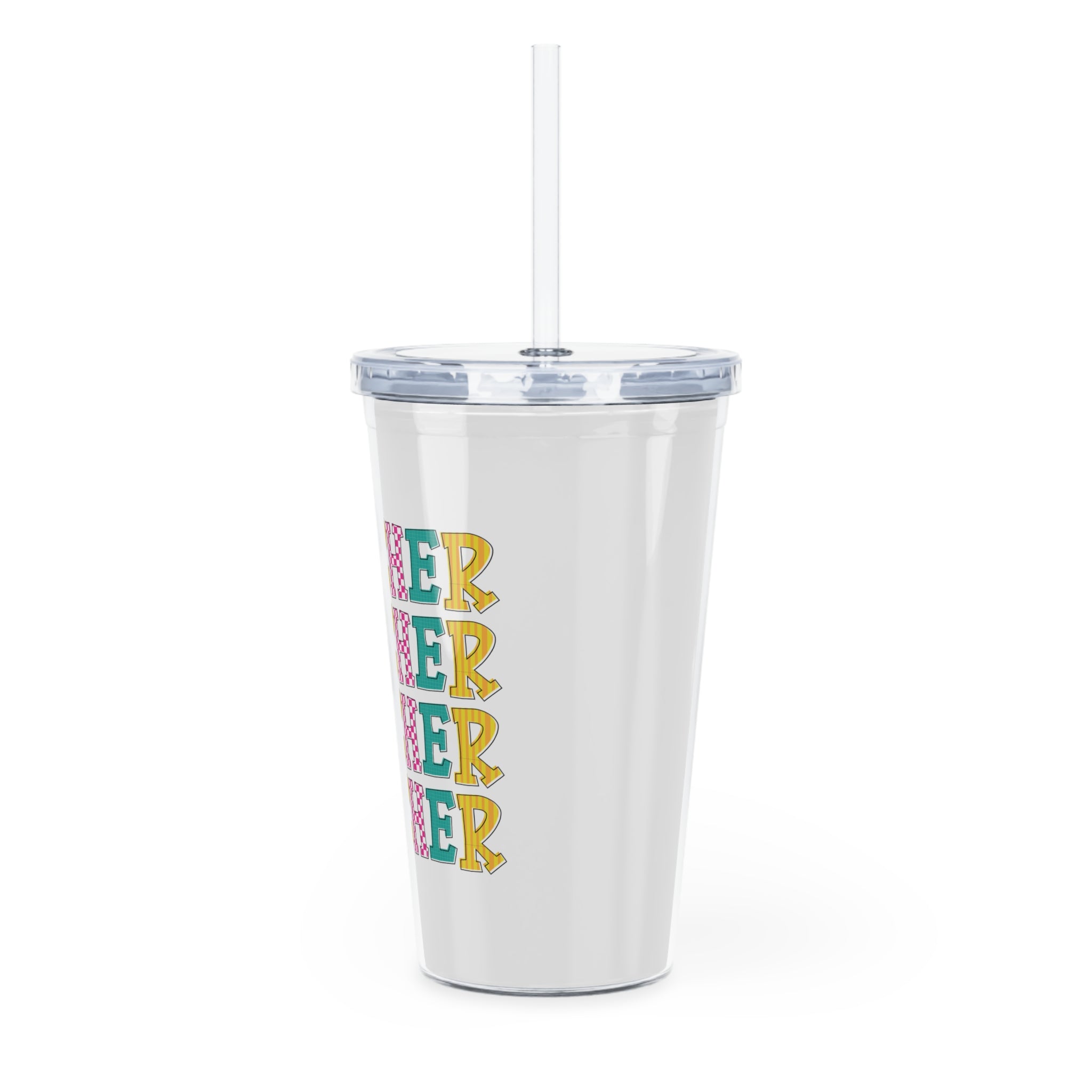 Teacher Tumbler with Straw — Colorful Stacked "TEACHER" Travel Cup | Gift for Teachers, Back to School