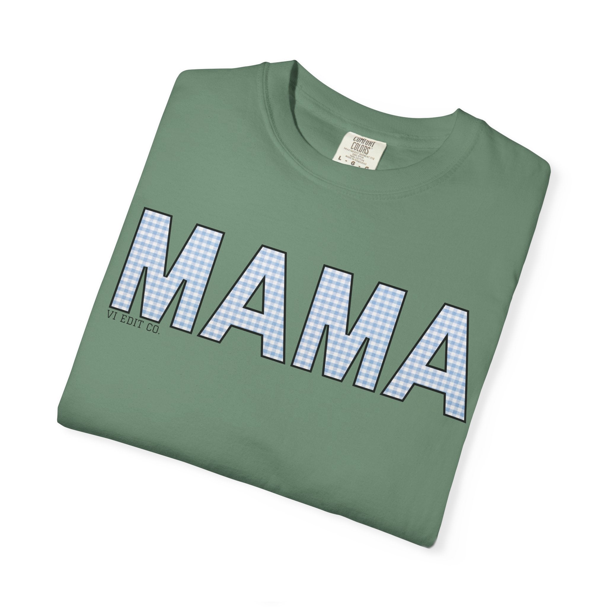 MAMA gingham block letters T-Shirt | mom shirt, mama tee