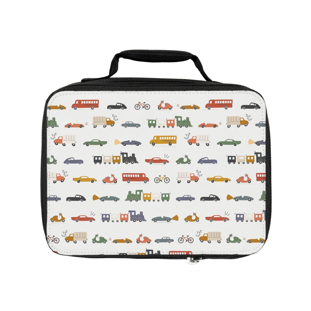 Kids' Vehicle Pattern Lunch Bag — Cute Cars, Bikes & Trucks Insulated Bento Tote