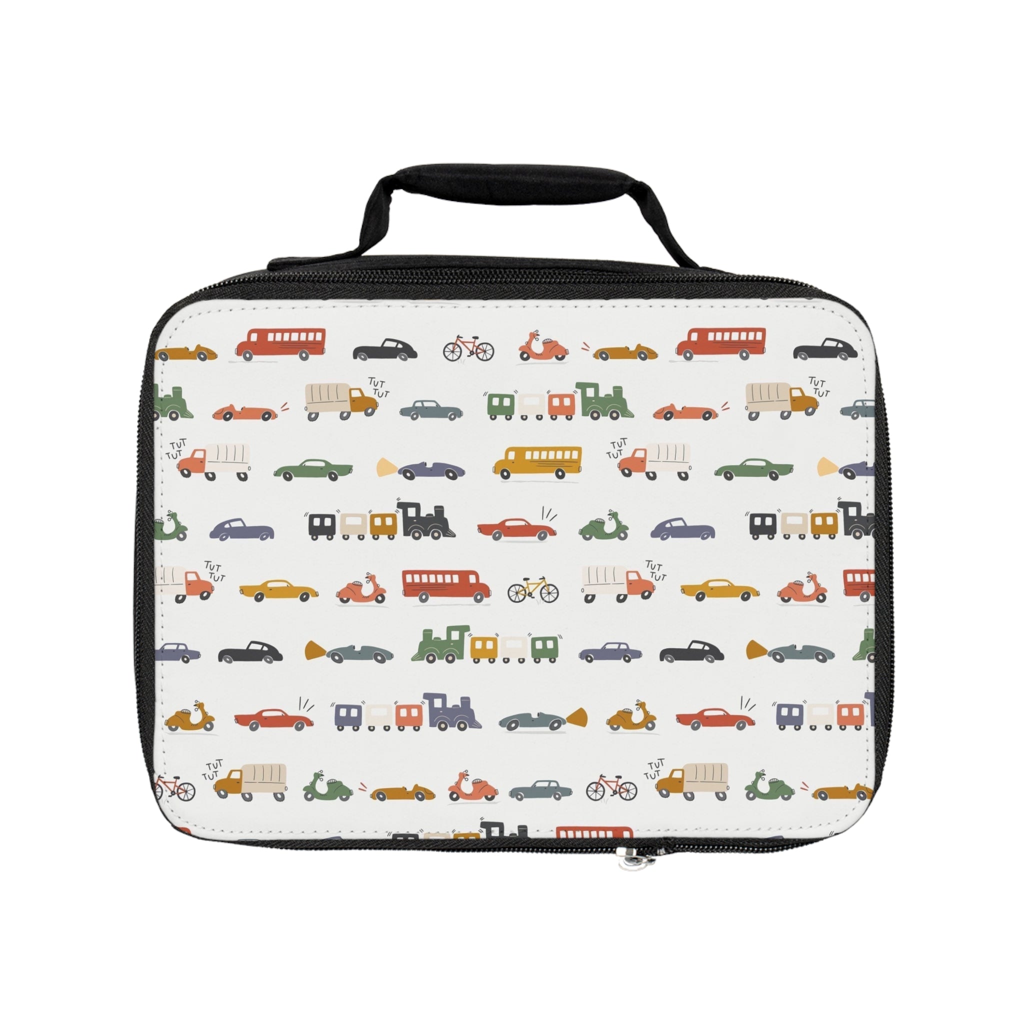 Kids' Vehicle Pattern Lunch Bag — Cute Cars, Bikes & Trucks Insulated Bento Tote