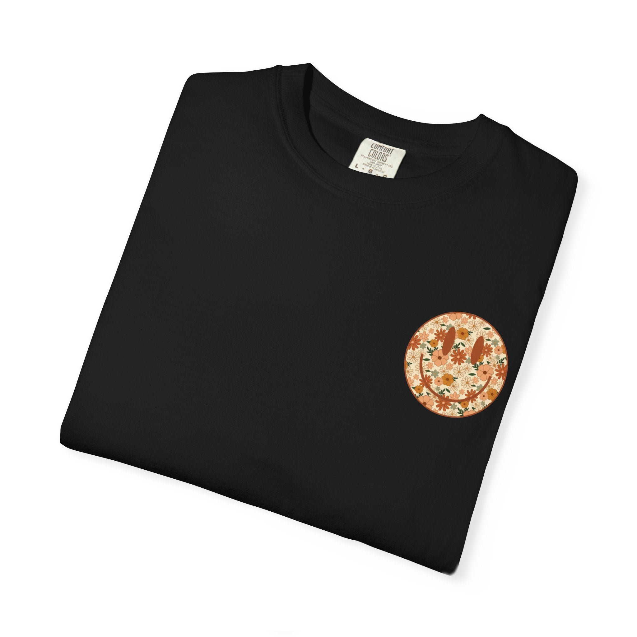 Teacher Assistant Floral Smiley T-Shirt | Retro Typography, Fall Colors