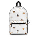 Cute Puppy Faces Backpack – White Dog Pattern School & Travel Bag