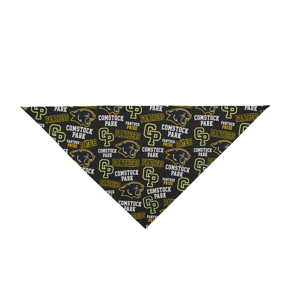 Comstock Park CP Logo Pet Bandana - Black & Gold School Spirit Dog Scarf