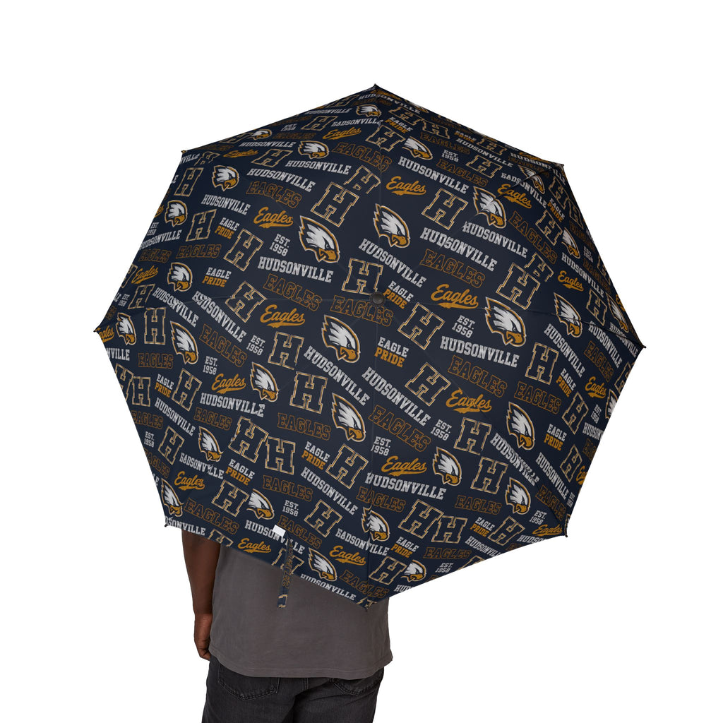 College Logo Foldable Umbrella — Patterned Team Emblem Rain Umbrella