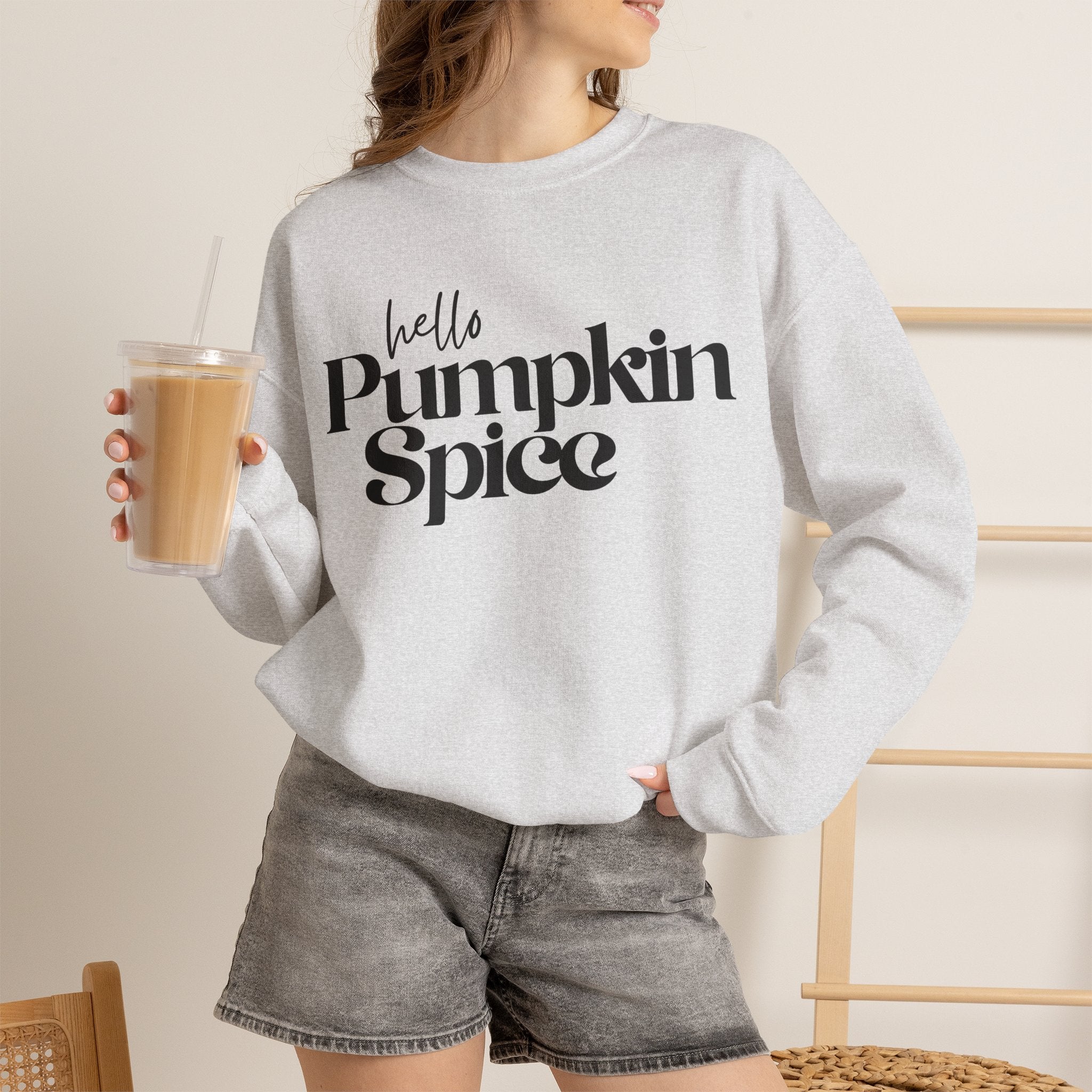 Pumpkin Spice Crewneck Sweatshirt — "hello Pumpkin Spice" Cozy Fall Pullover