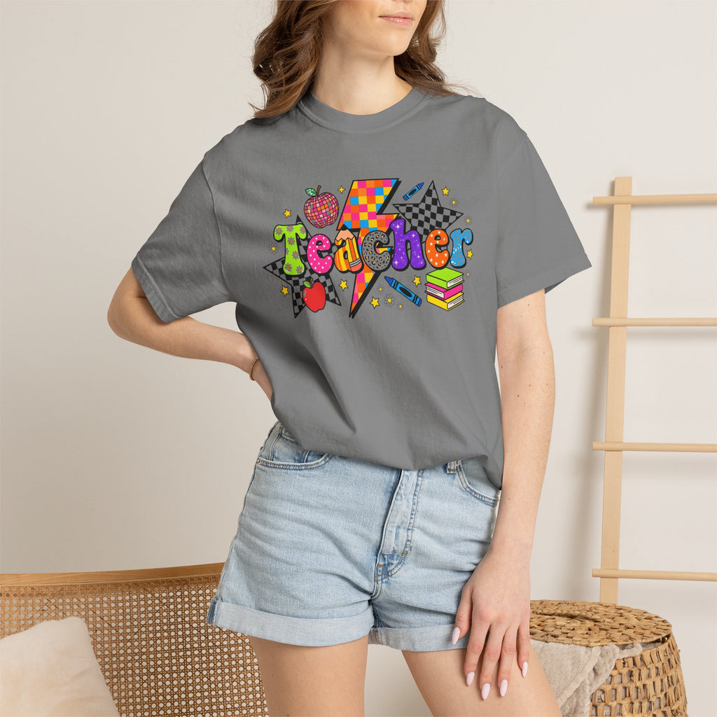 Teacher Pop Art T‑Shirt — Colorful Back-to-School Teacher Gift