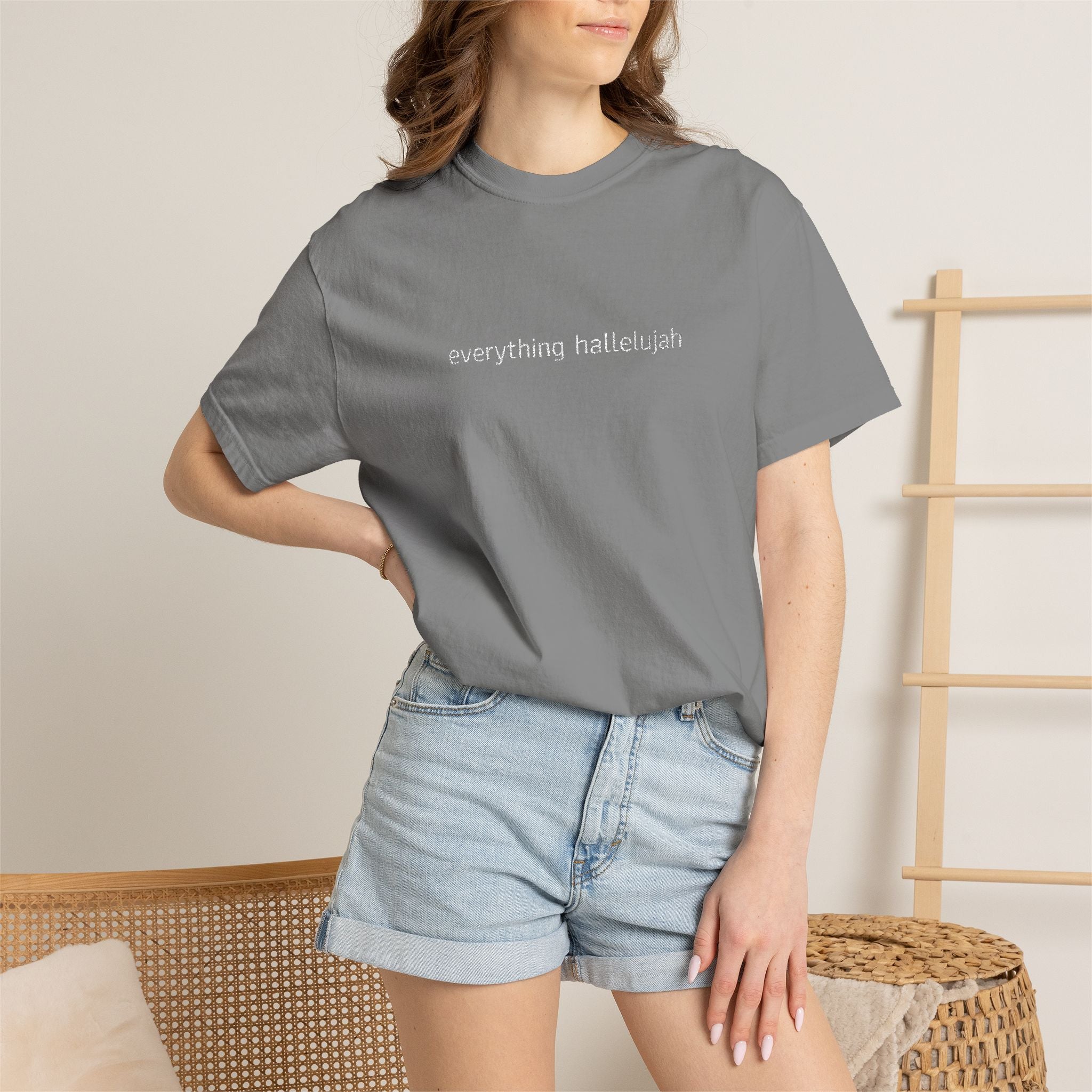 Everything Hallelujah embroidered T-shirt | religious typography, gospel