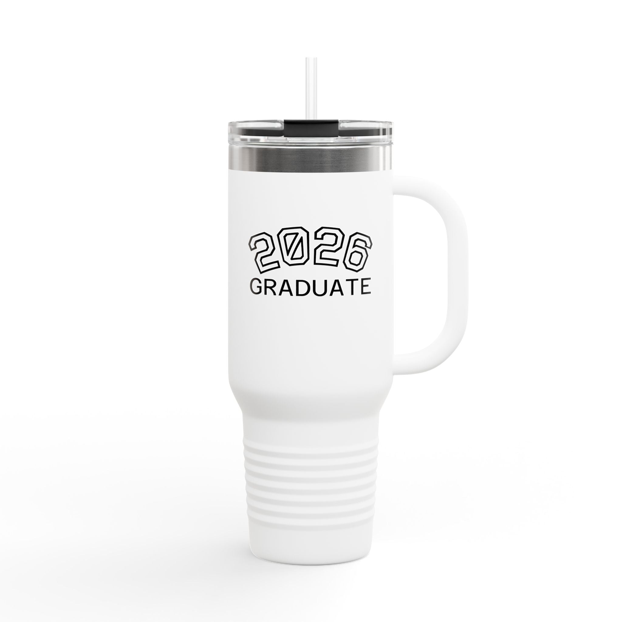 2026 Graduate 40oz Insulated Travel Mug — Large Stainless Tumbler with Straw & Handle