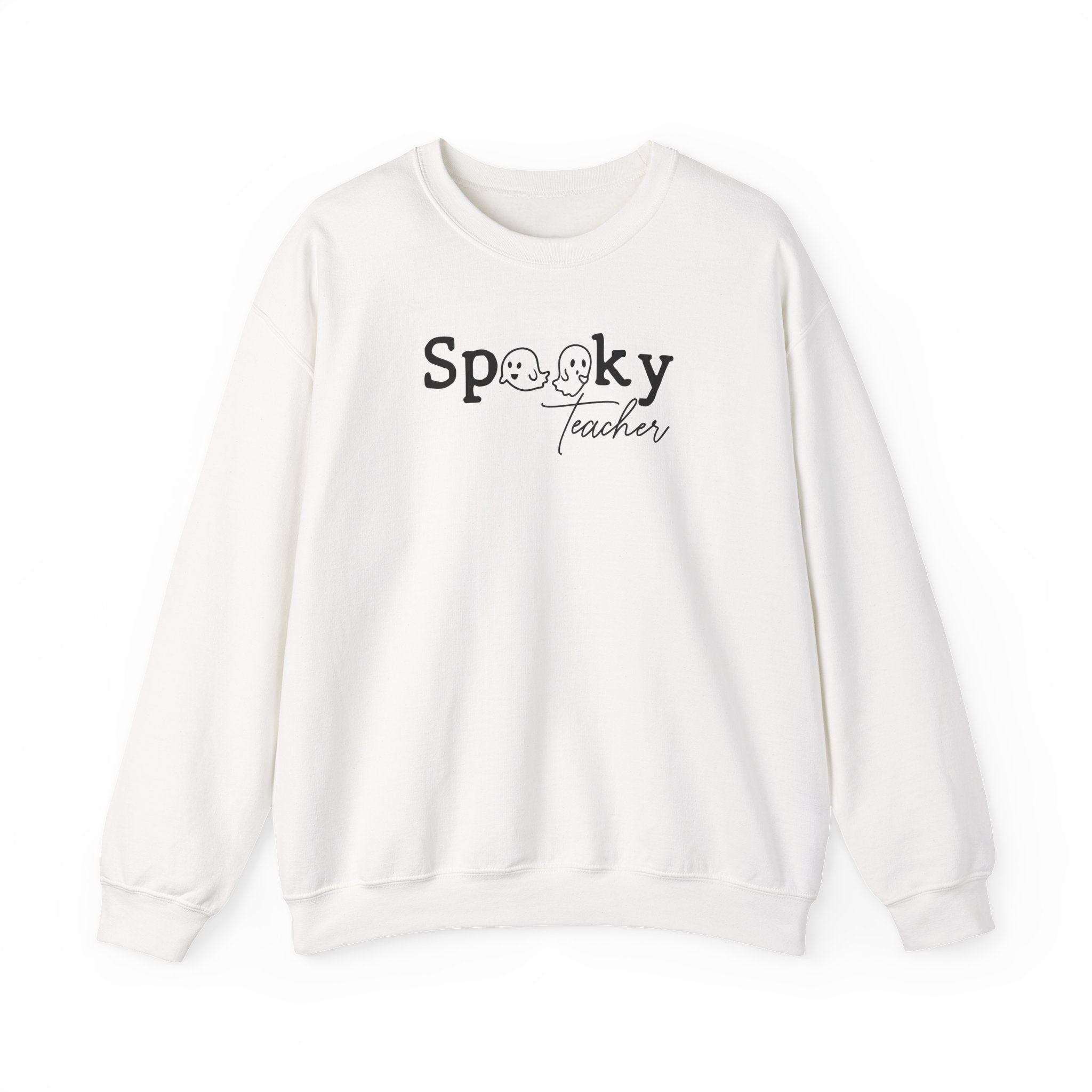 Spooky Teacher Crewneck Sweatshirt — Halloween Teacher Sweatshirt with Ghost Lettering