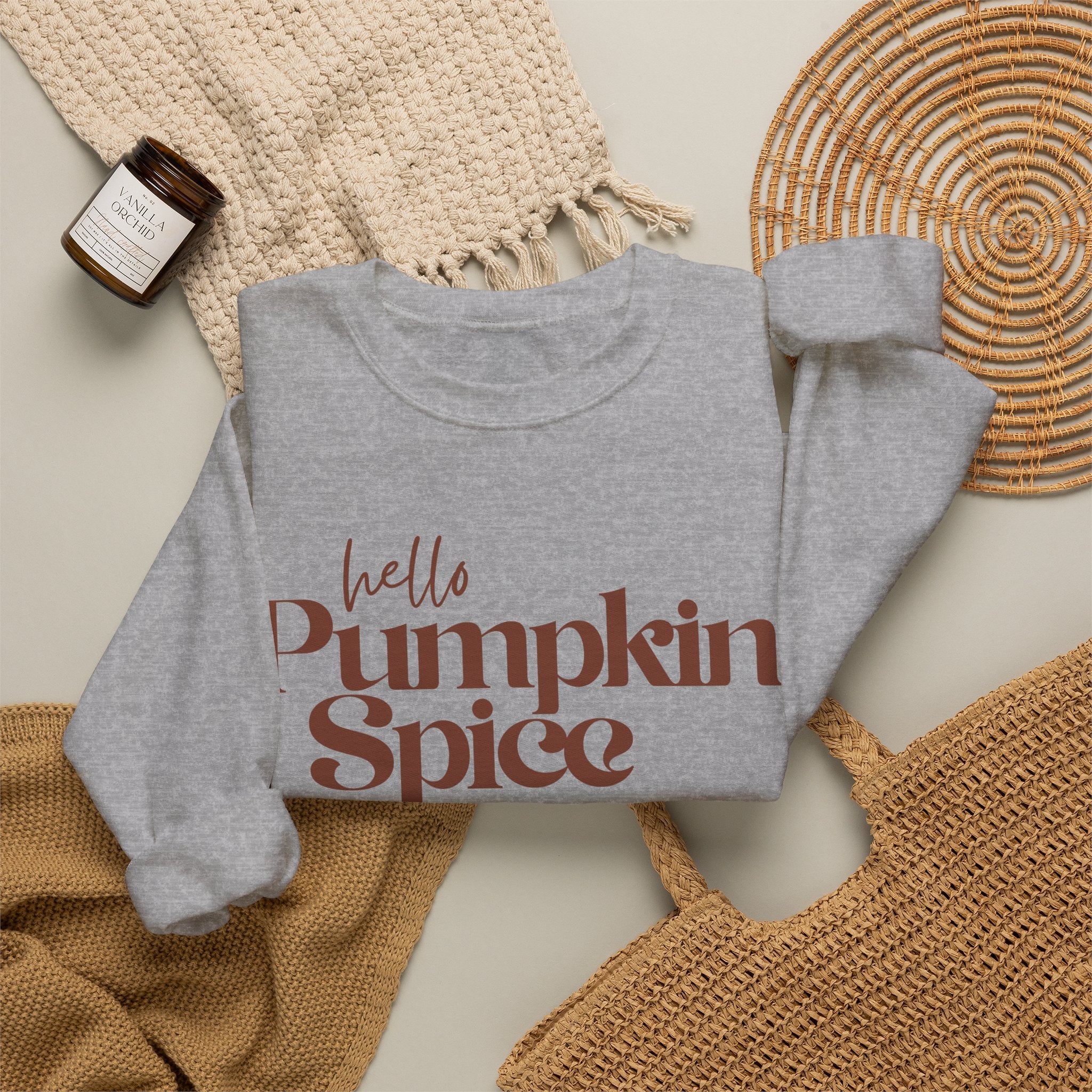 Hello Pumpkin Spice Sweatshirt — Cozy Fall Crewneck for Pumpkin Lovers