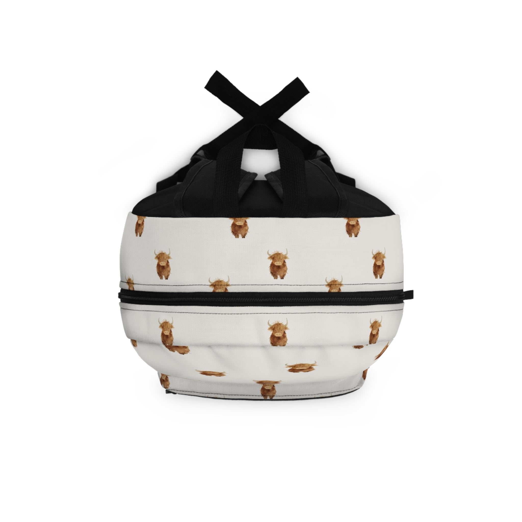 Highland Cow Pattern Backpack — Cute Farm Animal School Bag