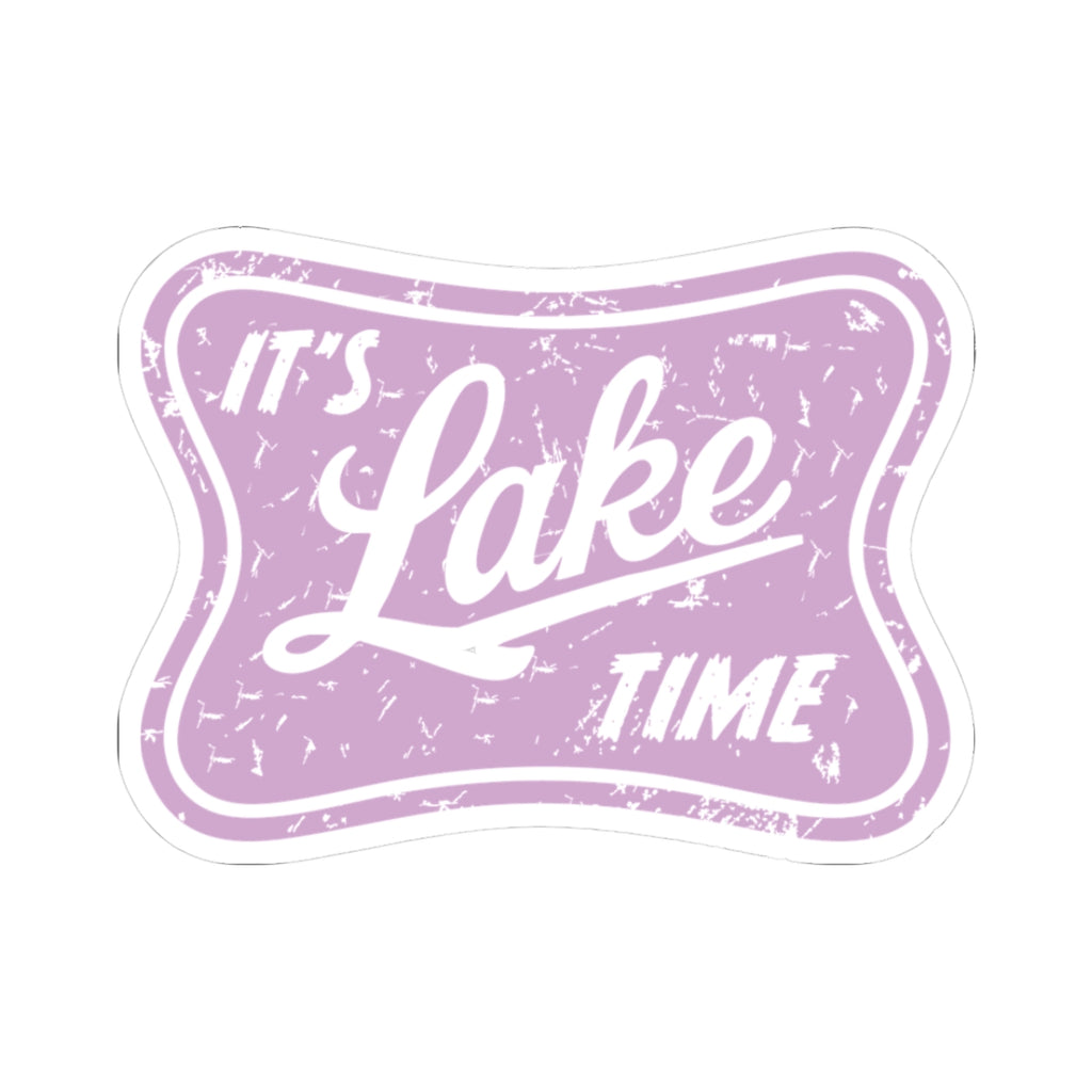 It's Lake Time Sticker — Vintage Lavender Kiss-Cut Sticker for Laptops, Water Bottles & Lake Lovers