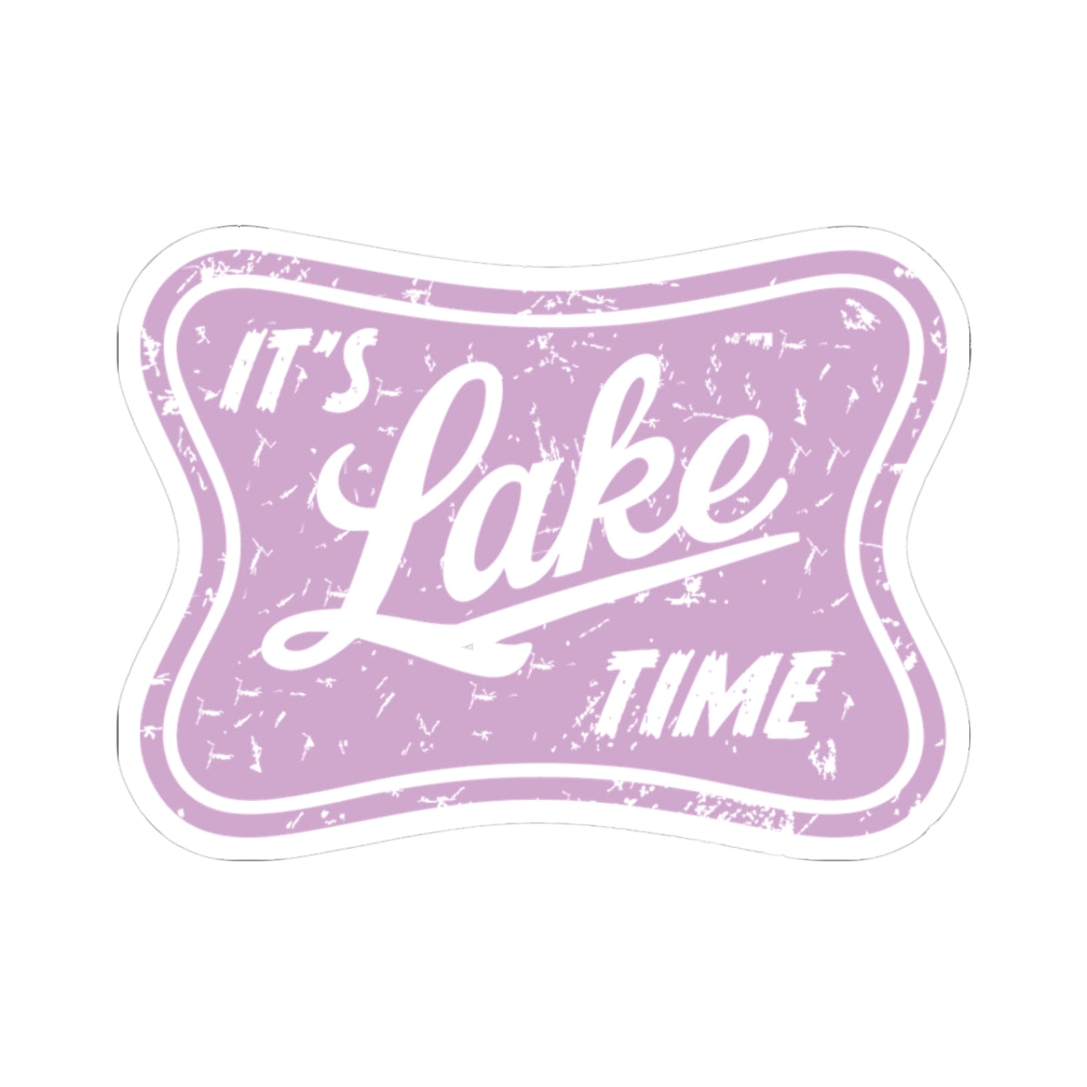 It's Lake Time Sticker — Vintage Lavender Kiss-Cut Sticker for Laptops, Water Bottles & Lake Lovers