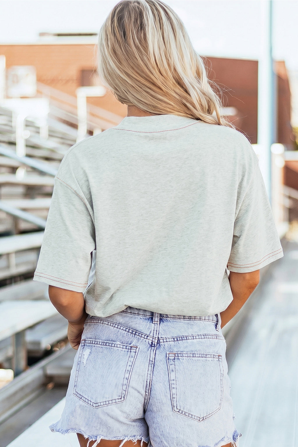 Light Grey Reversible Contrast-Stitched T-Shirt