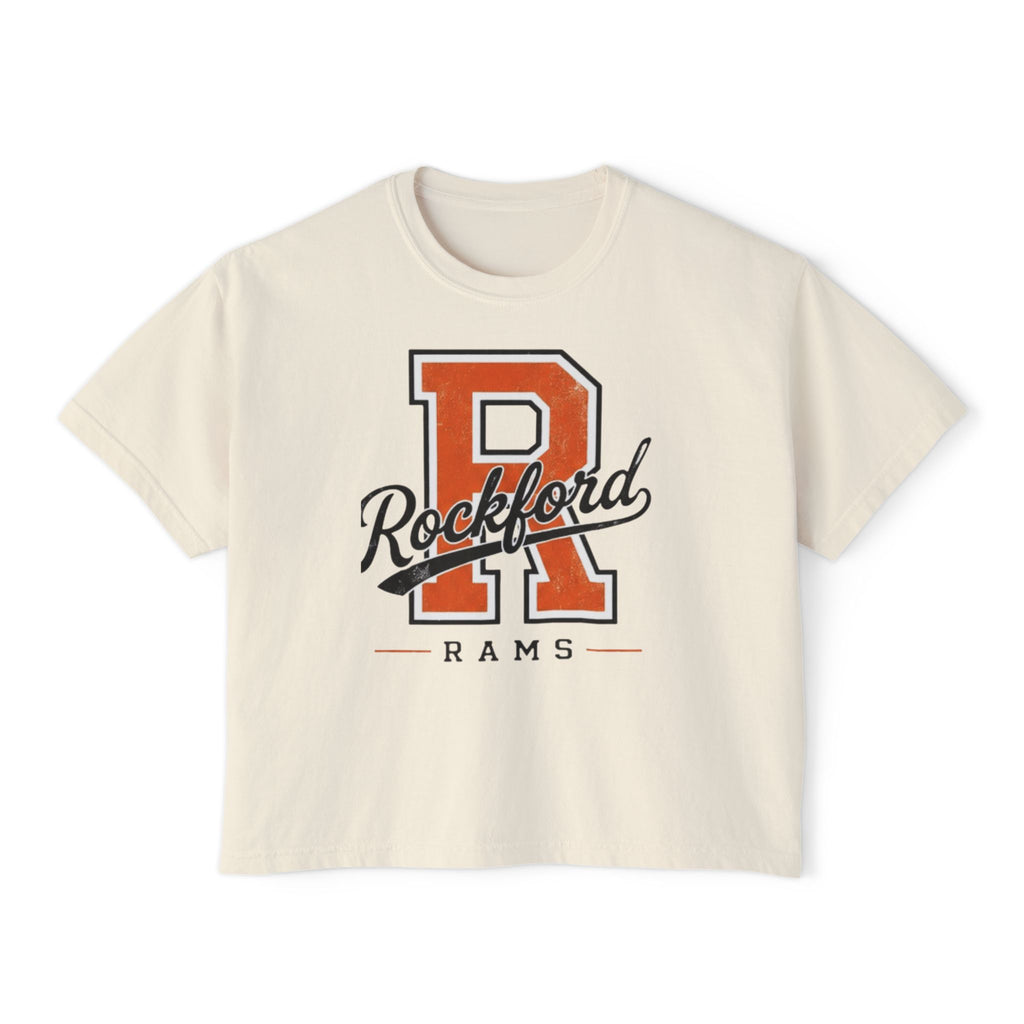 Rockford Rams Cropped Boxy Tee — Vintage Collegiate P Logo