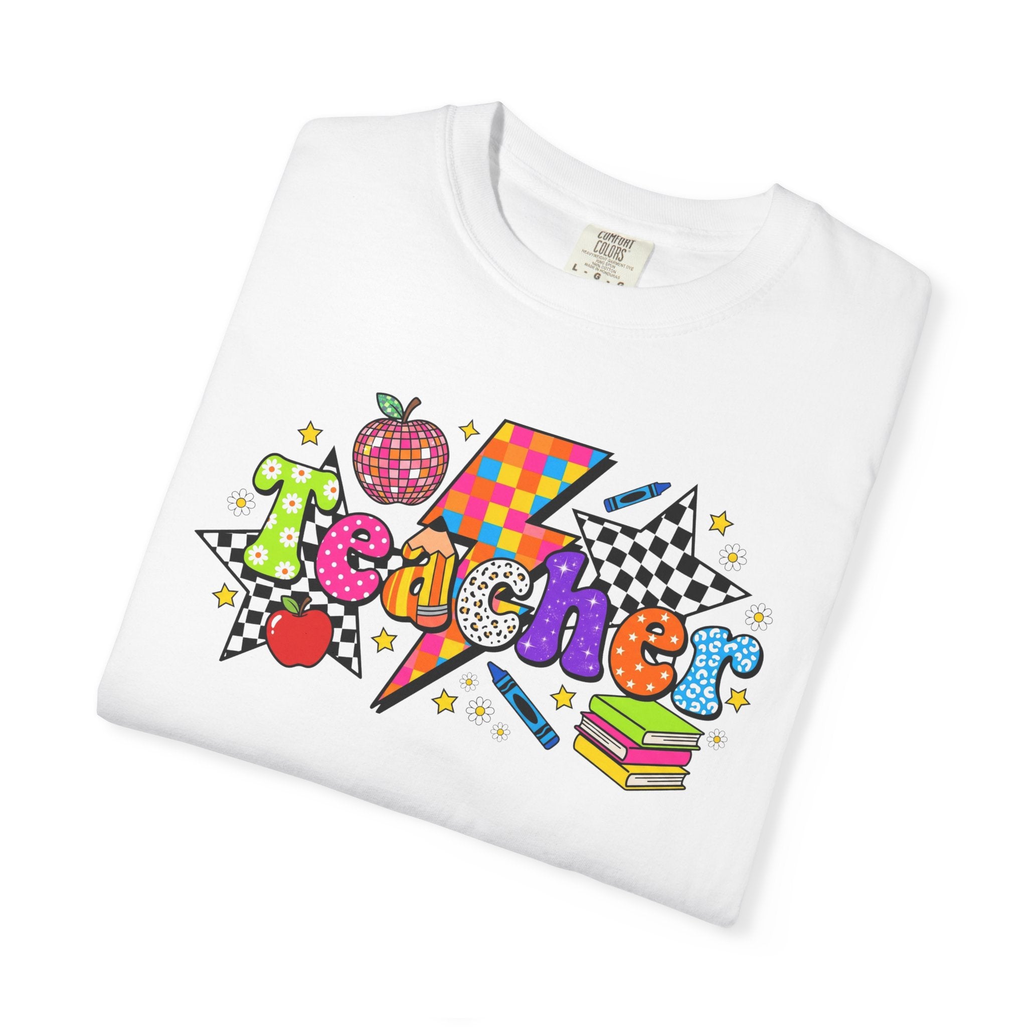 Teacher Pop Art T‑Shirt — Colorful Back-to-School Teacher Gift