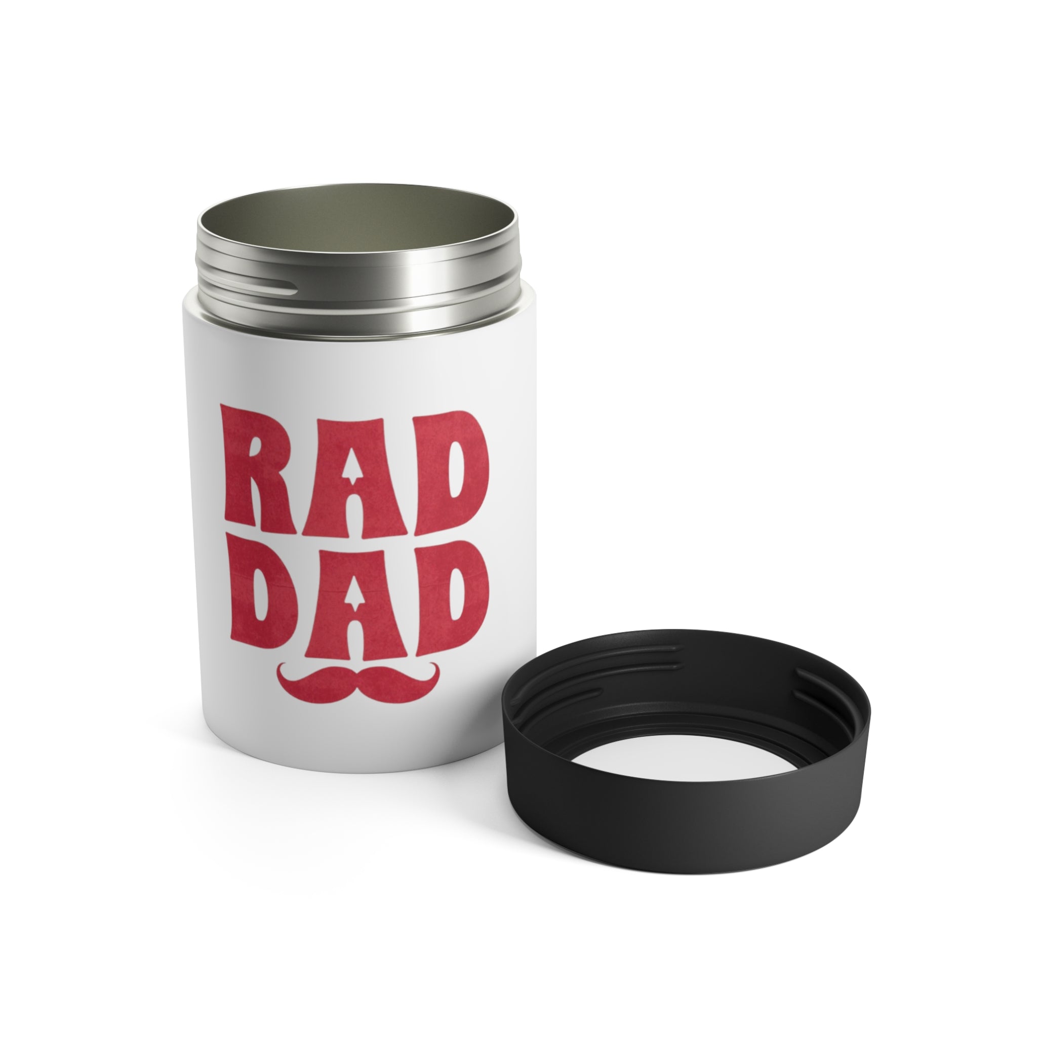 Rad Dad Can Cooler — Insulated Beer Can Holder with Mustache Design