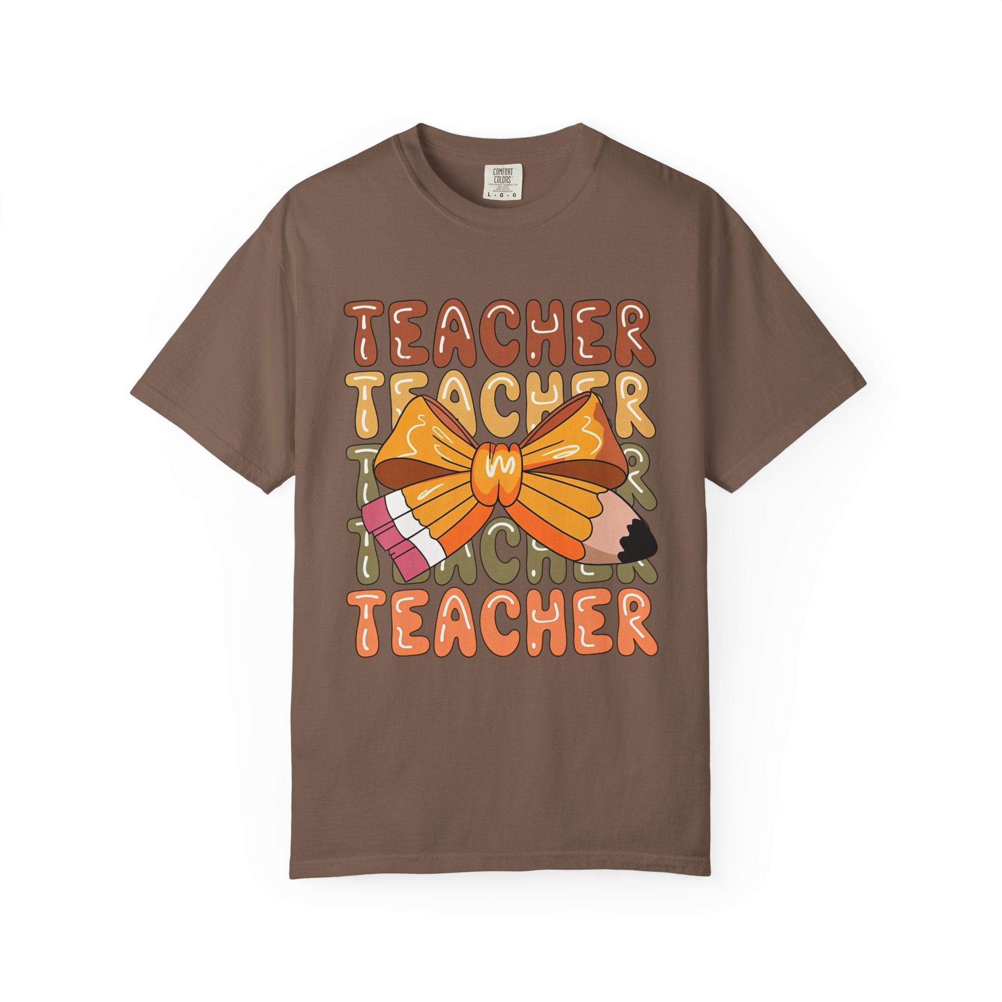 Teacher Bow Graphic T-Shirt — Cute Pencil & Ribbon Teacher Shirt for Educators