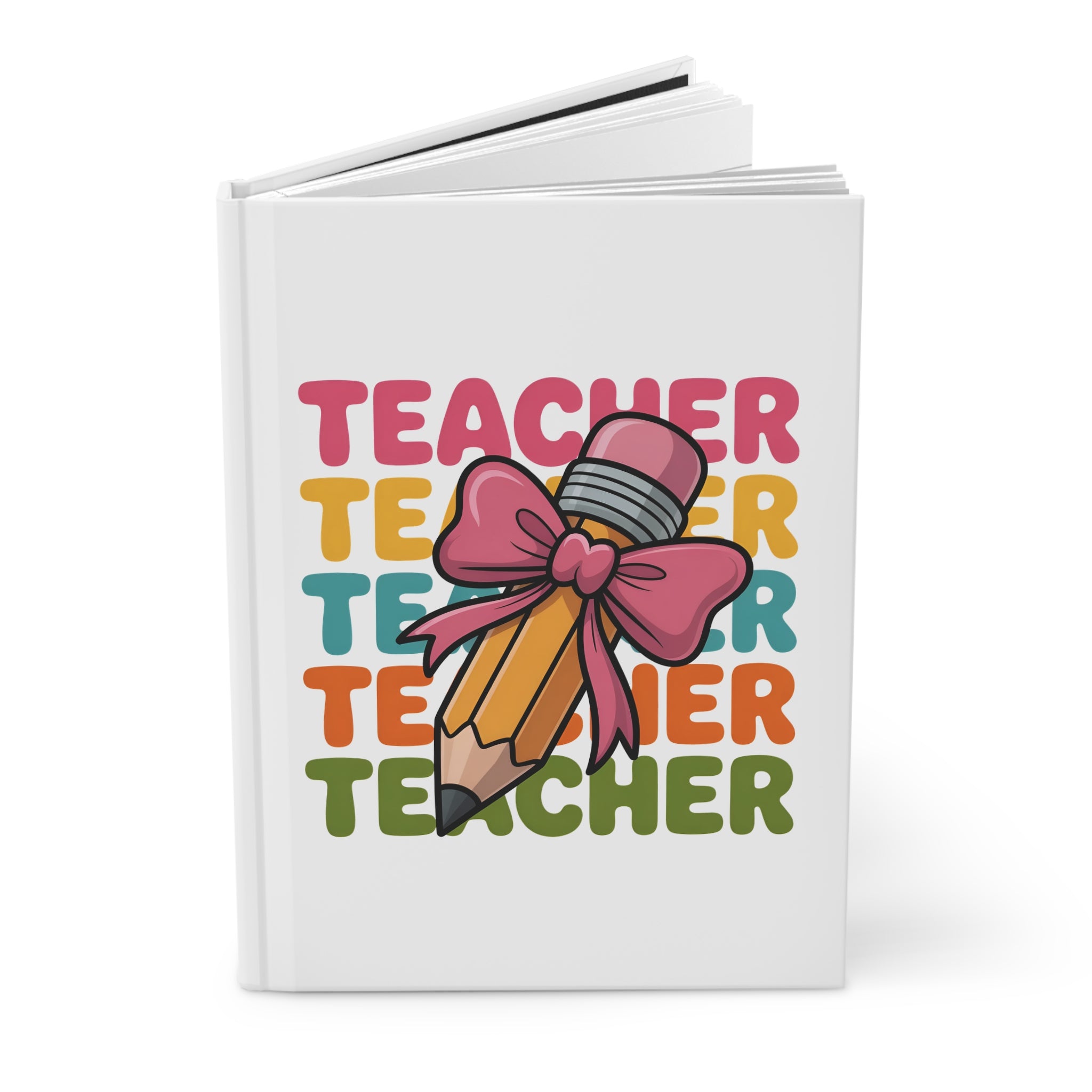 Teacher Pencil Bow Hardcover Journal — Cute Back-to-School Gift for Educators