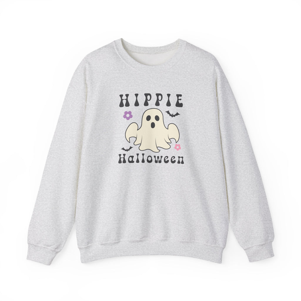 Hippie Halloween Crewneck Sweatshirt — Cute Retro Ghost Graphic