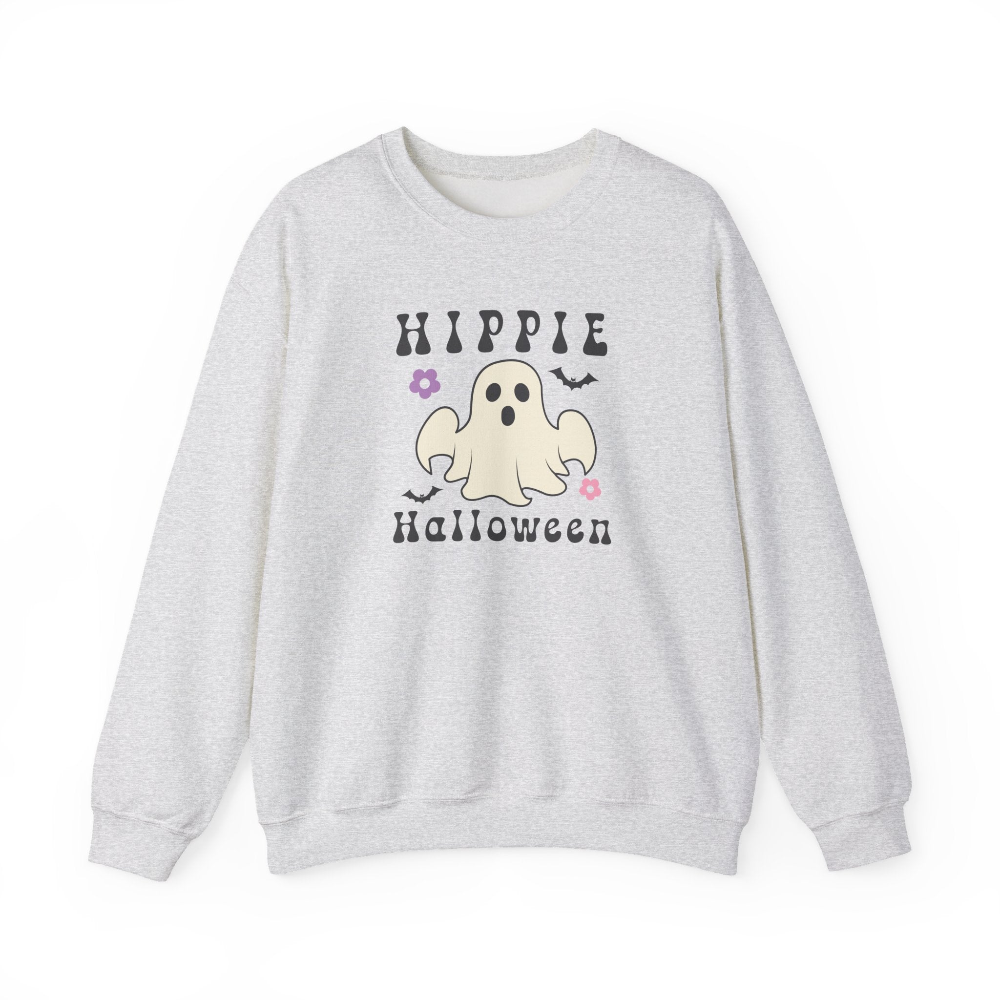 Hippie Halloween Crewneck Sweatshirt — Cute Retro Ghost Graphic