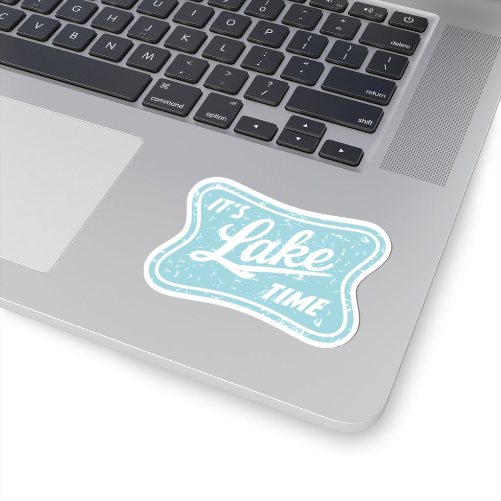 Lake Time Kiss-Cut Sticker — Vintage Aqua 'It's Lake Time' Decal