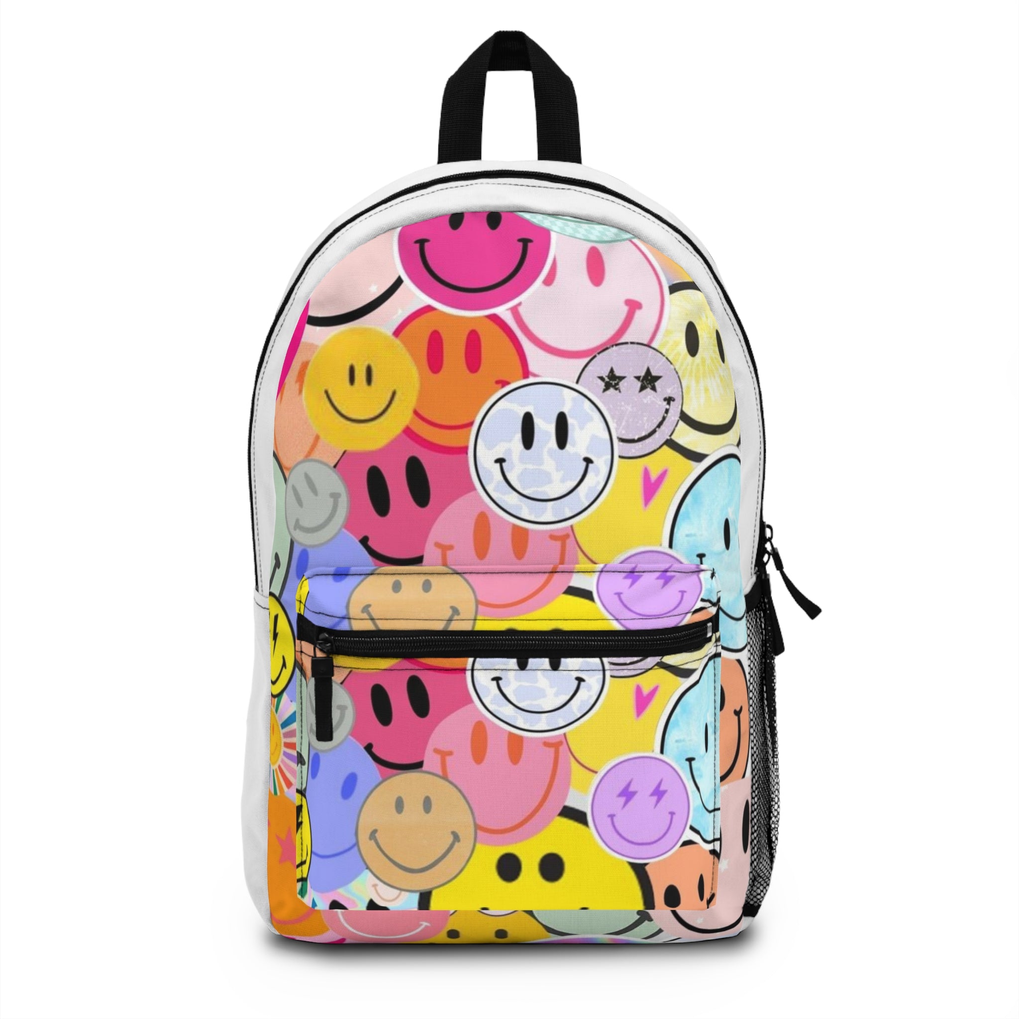Smiley Faces Pattern Backpack – Colorful Happy Emoji School Bag