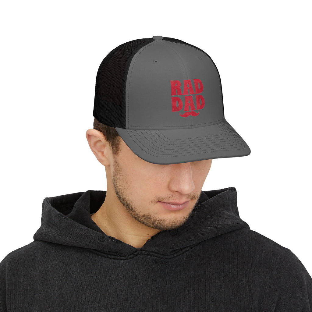 Rad Dad Trucker Cap — Retro Mustache Snapback Hat (Father's Day Gift)