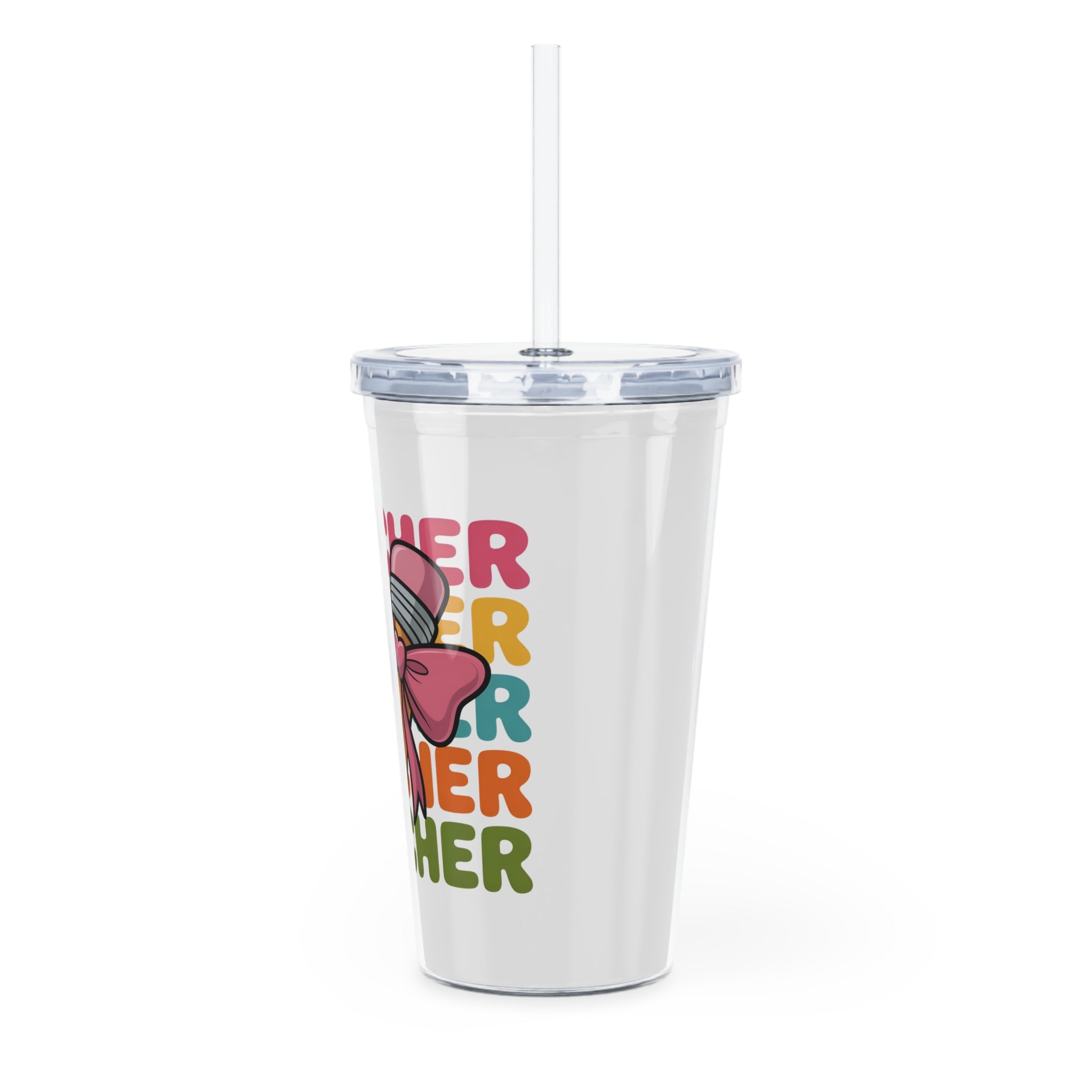 Teacher Pencil Tumbler with Straw — Colorful Teacher Gift Cup